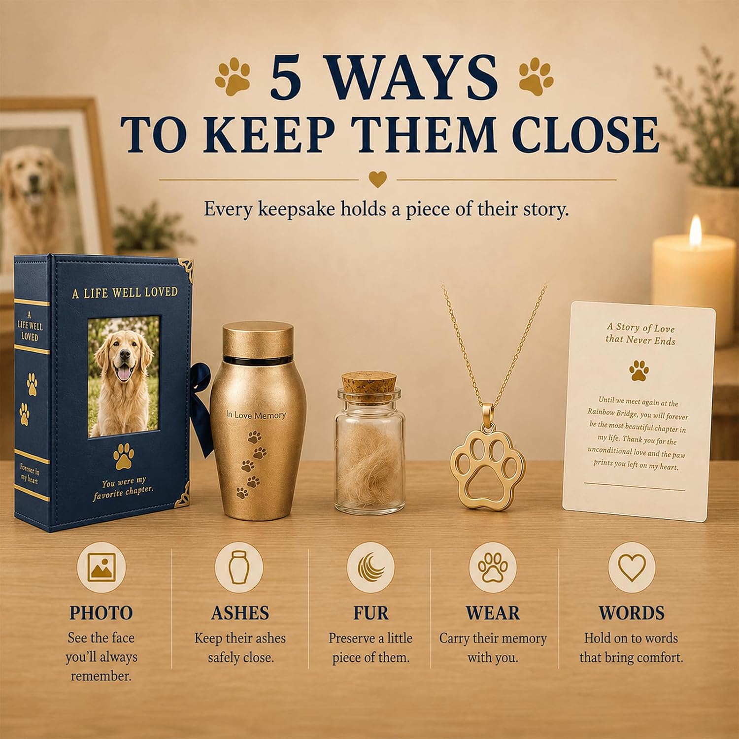Pet Urns for Dog Ashes - Dog Memorial Gifts for Loss of Dog Storage Box