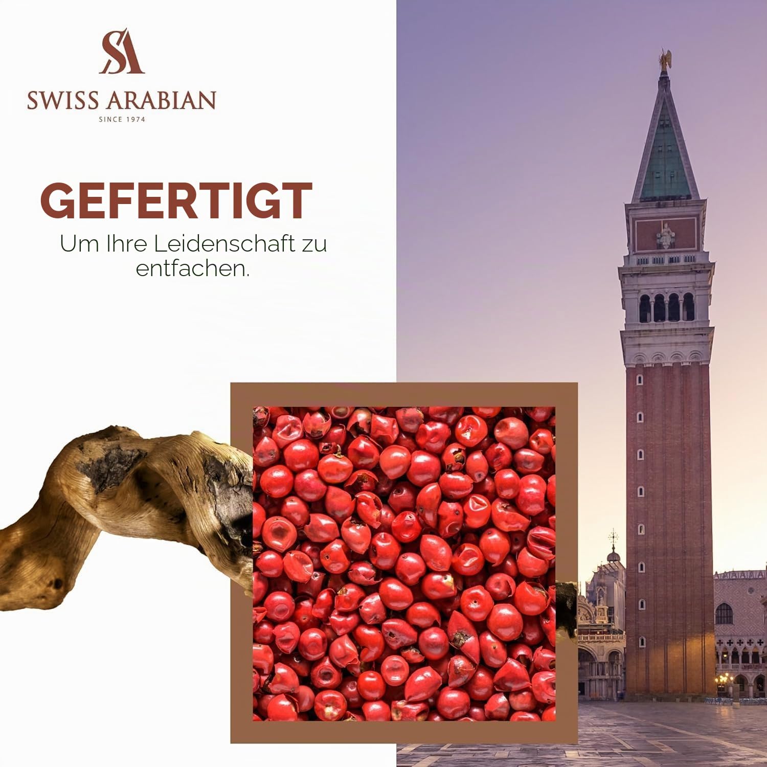 Swiss Arabian Passion of Venice Uni-Parfüm-Extrakt, 100 ml – eine luxuriöse Fusion aus grünen Noten, Jasmin und warmem Ambermoschus – ein fesselnder und zeitloser Duft