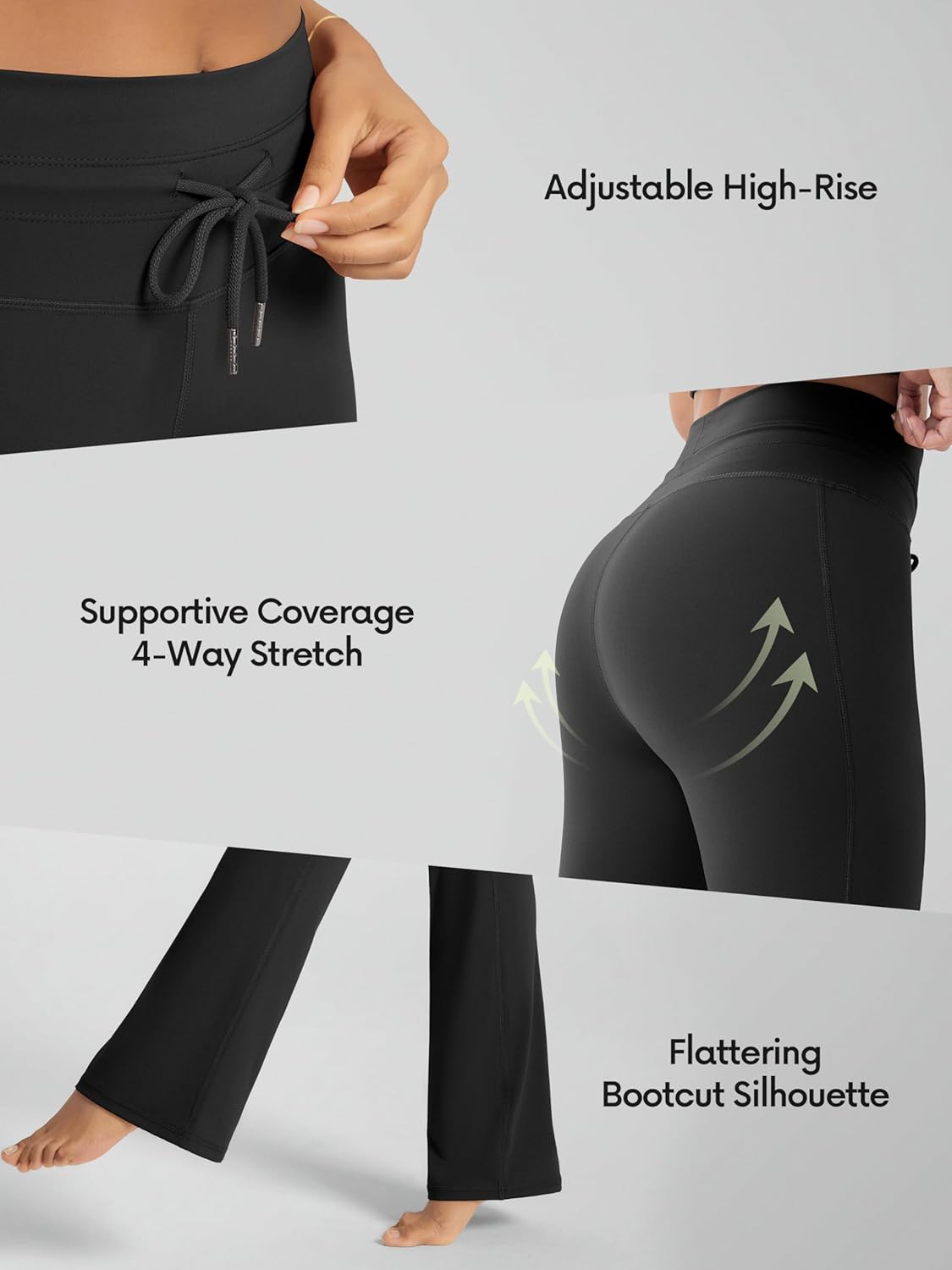 ODODOS Women's Drawstring Tie Daily Flared Pants High Waist Bootcut Workout Yoga Pants - 30" / 32" Inseam - Image 6