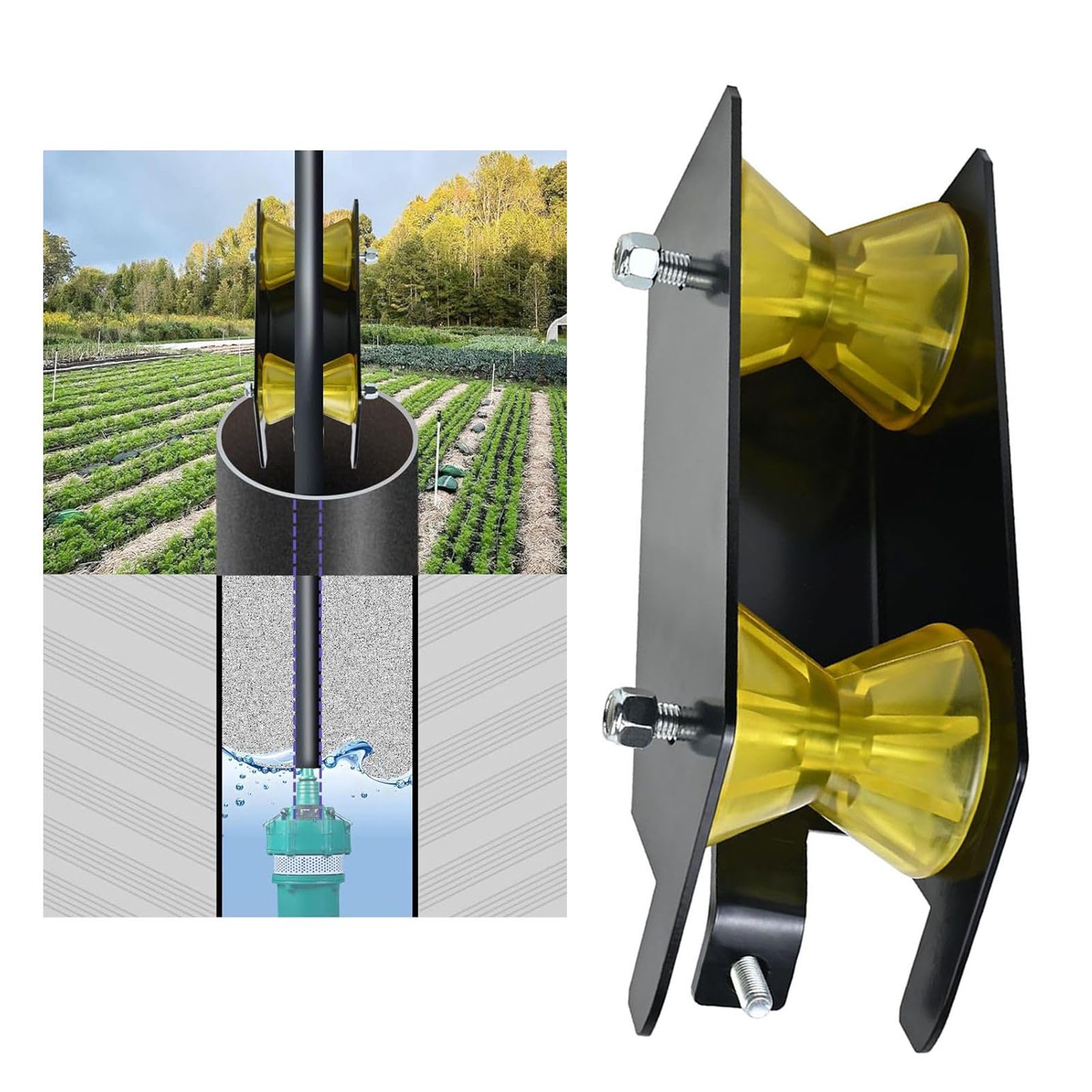 Jeanoko Strumento per Tirare Tubi per Pozzi Ad Alta Resistenza Strumento per la Movimentazione della Pompa Senza Sforzo per Installatori di Pompe per Pozzi D'acqua Rullo Incorporato in Acciaio Legato