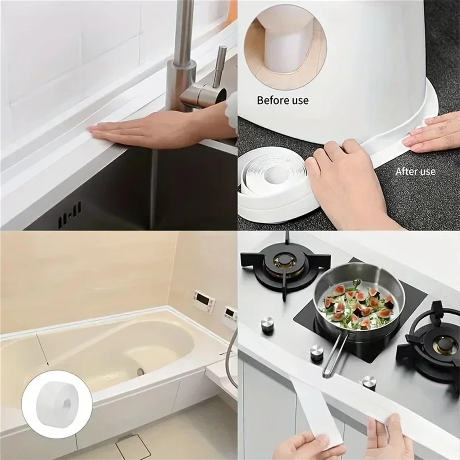 Nastro sigillante, 3 Rotoli di Nastri in PVC for WC da Bagno, for lavello Cucina, sigillante for controsoffitto, Striscia autoadesiva(Brown,2.0M-2.2CM)
