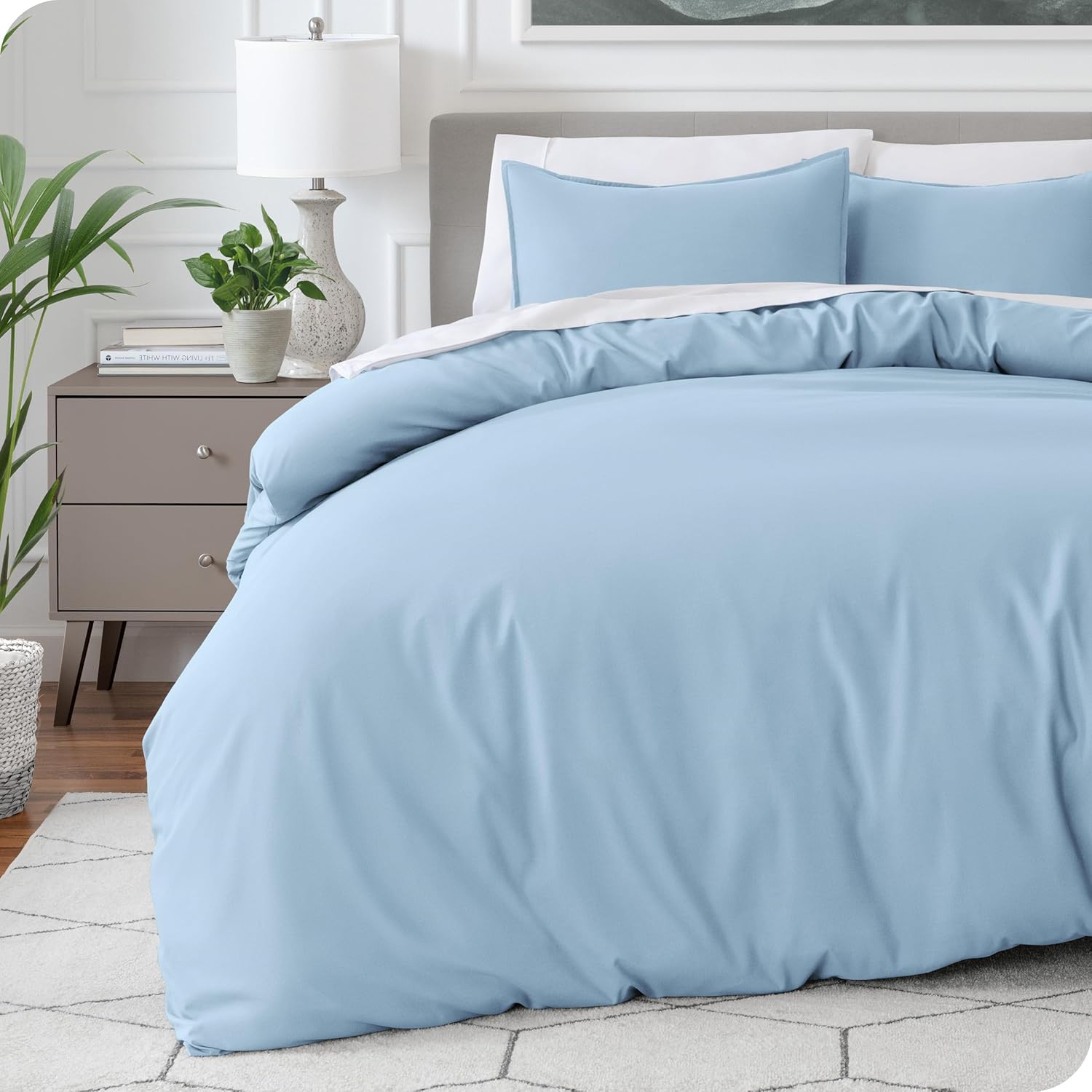 Viewstar Premium Cotton Duvet Cover, Single Size 60x90 Inches, 300 Thread Count, Ultra-Soft, Wrinkle-Free, Cotton-Quilt/Comforter Zipper Cover (Sky Blue)-image-21