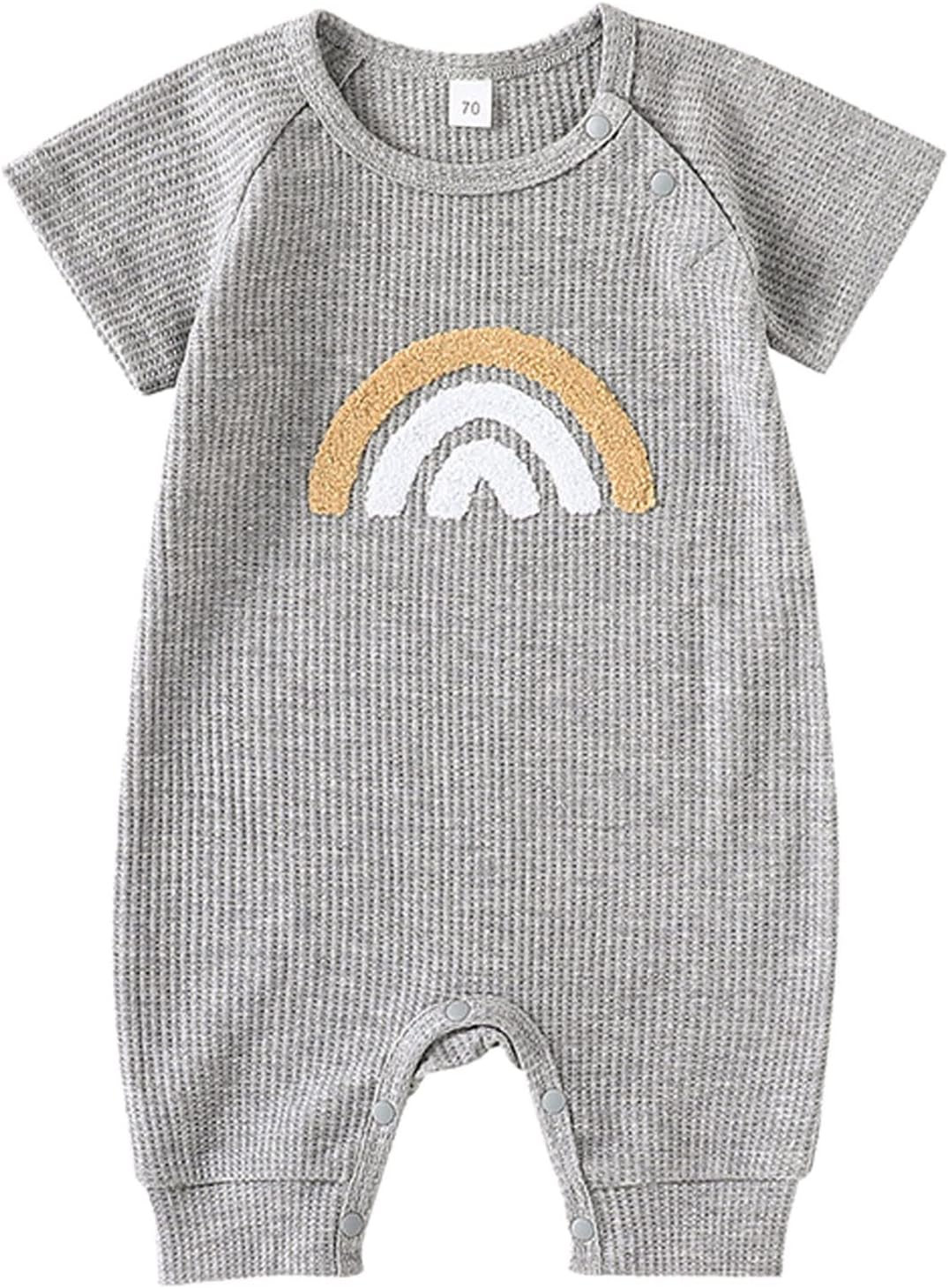 GenericInfant Toddler Boys Girls Short Sleeve Romper Rainbow Prints Ribbed Summer Bodysuits Dress Outfit 6 Months