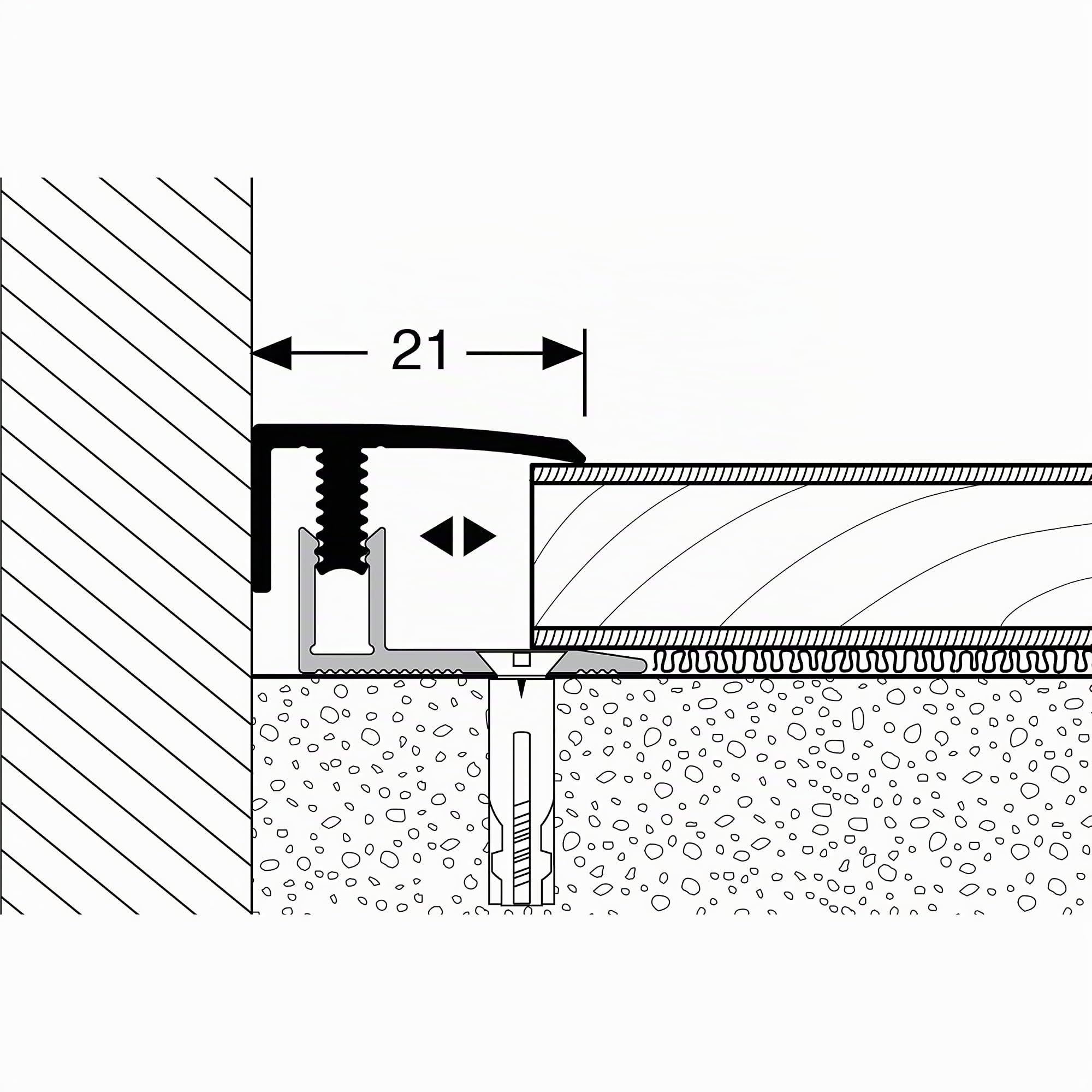 PROVISTON | Profilé de finition sol stratifié | Largeur 21 mm | Niveau de rattrapage 7-12 mm | Longueur 2700 mm | Profilé en alu | Profilé d'arrêt | Couleur sablé | 1 pièce