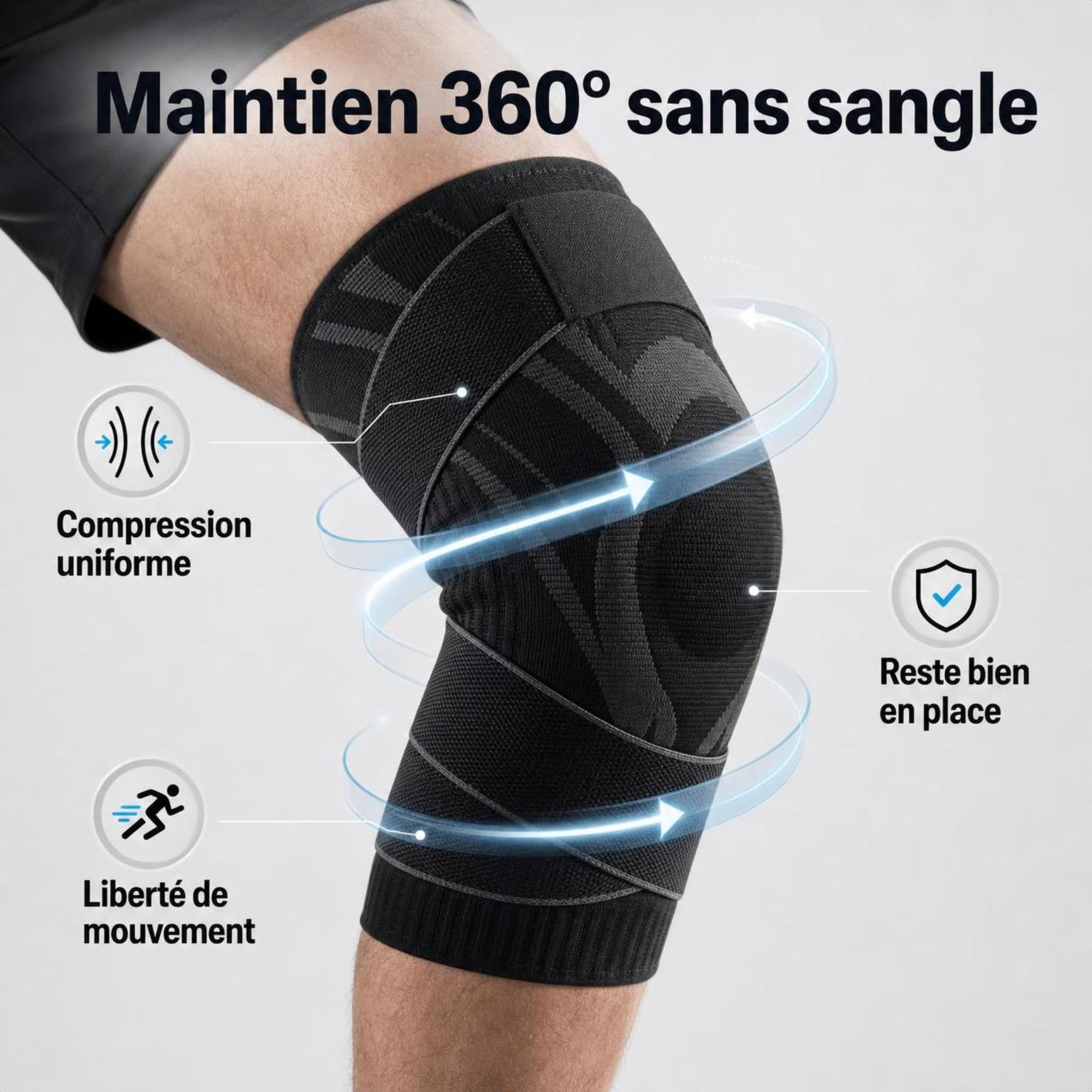 genouillère de Chantier avec Compression 360 Degrés, Coussin Gel, Ressorts de Soutien et Matière Respirante pour Carreleur, Jardinage et Positions Agenouillées (L,Noir,2 paires)