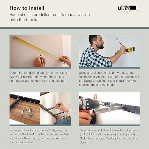 Miniatura 5 de UltraShelf Estante flotante de madera maciza para decoración de pared, aliso, 36 pulgadas de largo x 8 pulgadas de profundidad