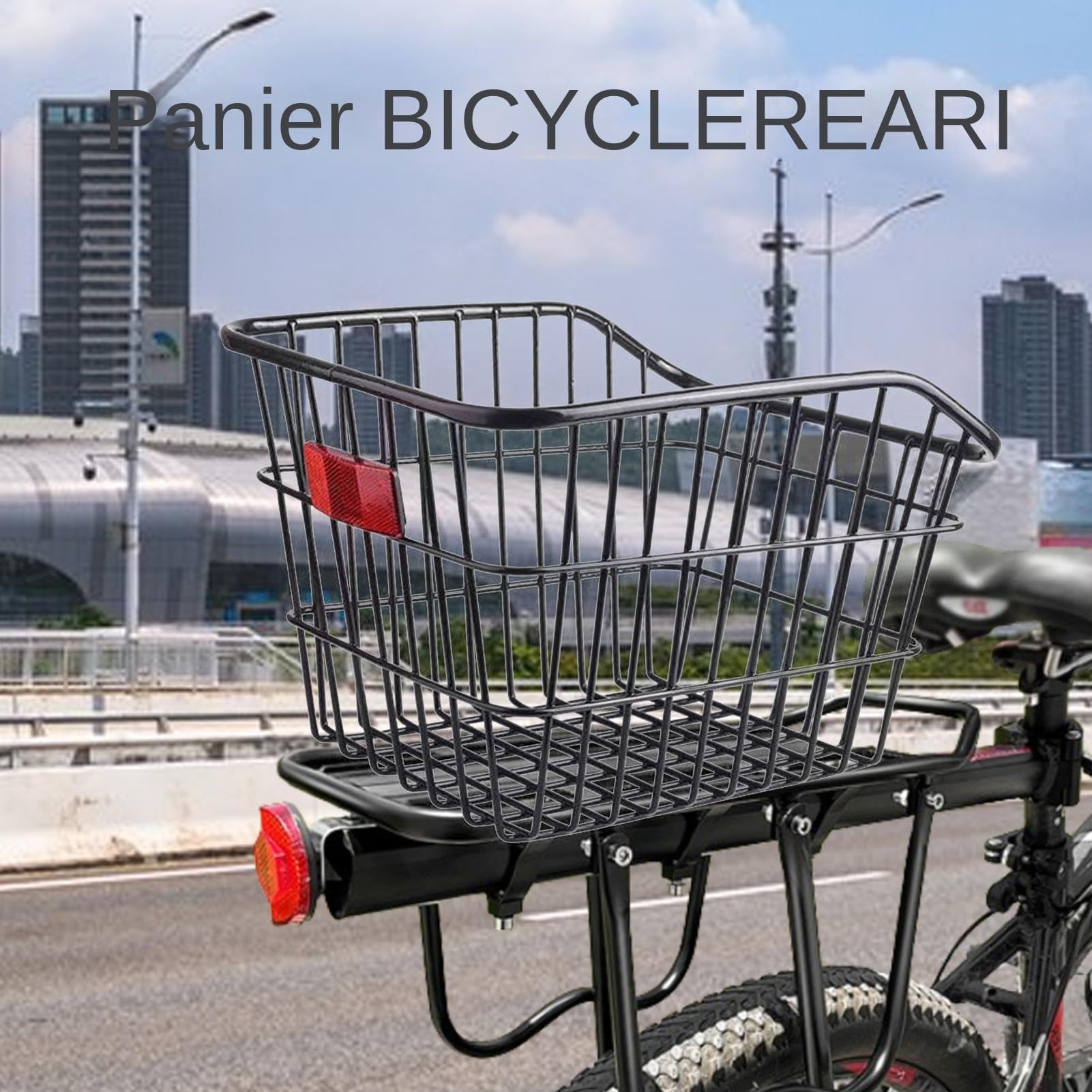 Fahrradkorb hinten – robuster Gepäckträger aus Metall, große Kapazität, wasserdichte Abdeckung | Fahrradkorb hinten für Schulranzen, Einkäufe und tägliche Essentials
