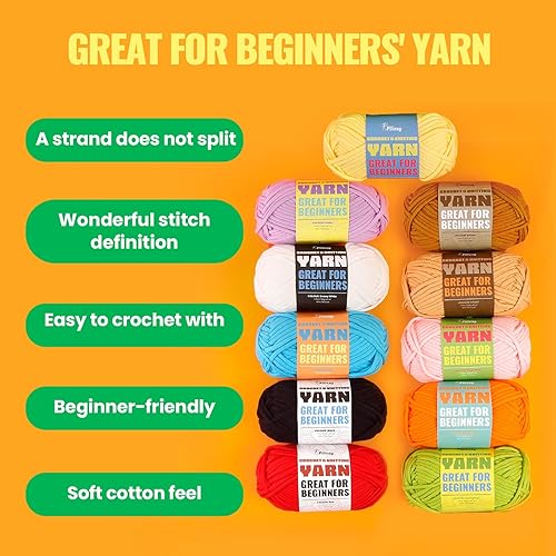 Miniatura 4 de Pllieay Hilo de algodón rojo, hilo de ganchillo de 4 x 1.76 oz para tejer y tejer, hilo de algodón para principiantes con puntadas fáciles de ver