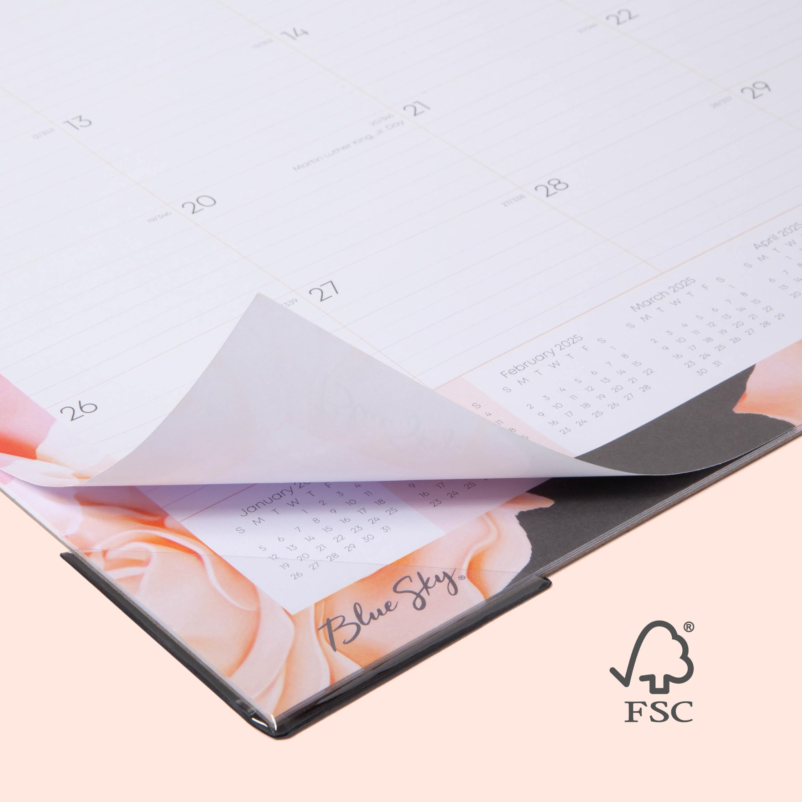 Blue Sky Joselyn Schreibtischunterlage Kalender, Monatslayout, Zierband mit Perforation (Joselyn- 2025, 55,9 x 43,2 cm)