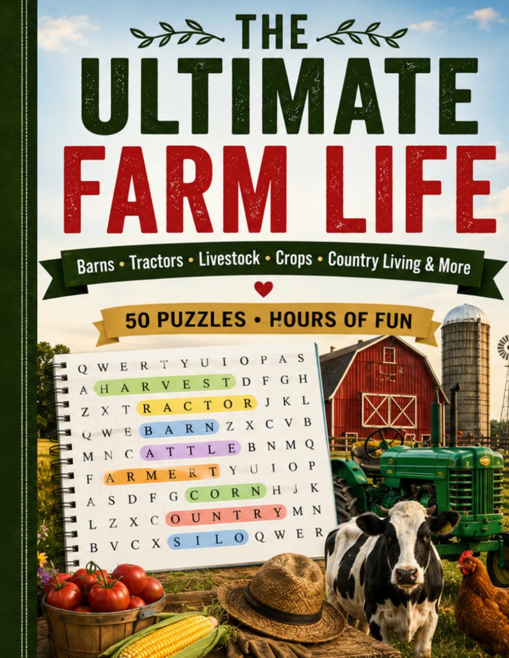 The Ultimate Farm Life Word Search: Barns • Tractors • Livestock • Crops • Country Living & More