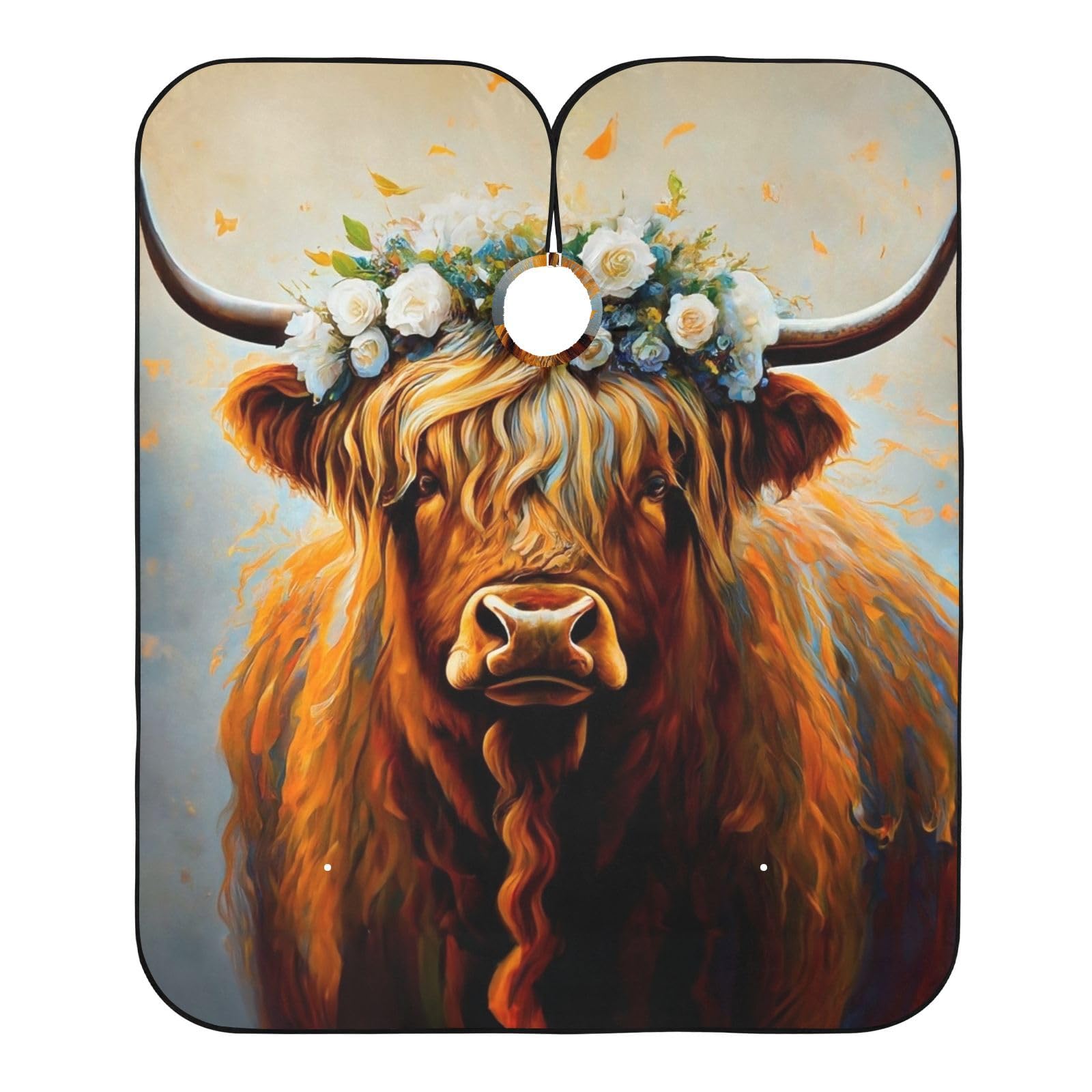 Hezely Highland Cow Hair Dye Cape, Barber Cape for Adults,Waterproof Salon Cape,Waterproof Hairdressing Styling Hair Cutting, 65