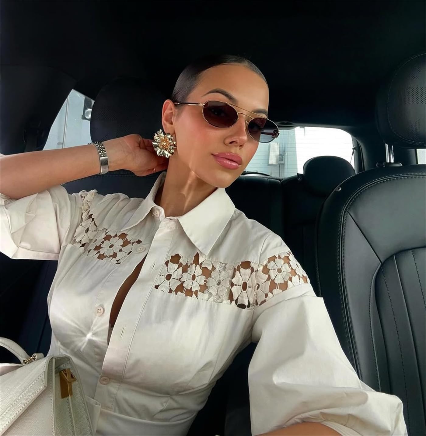 Rmerom Retro Oval 90s Metal Sunglasses for Women, 2026 Trendy Chic Narrow Gold Sun Glasses Fashion Sunnies - Image 8