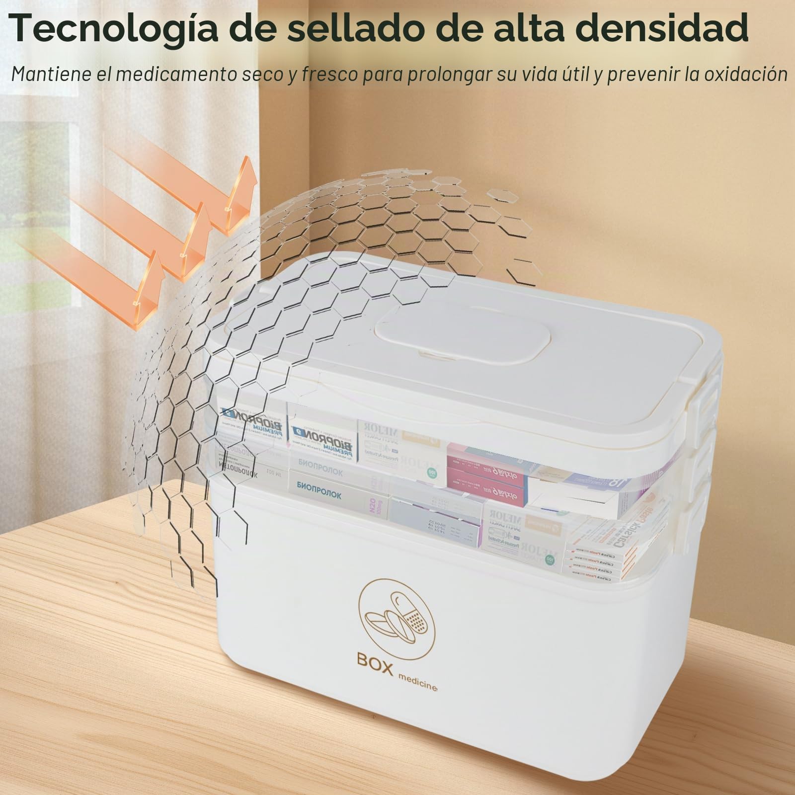 Botiquín Portátil de 3 Niveles para Medicamentos | Caja Organizadora Multifunción con Asa Cómoda, Dimensiones 30x16x24 cm, Ideal para Hogar, Viajes y Emergencias Cotidianas