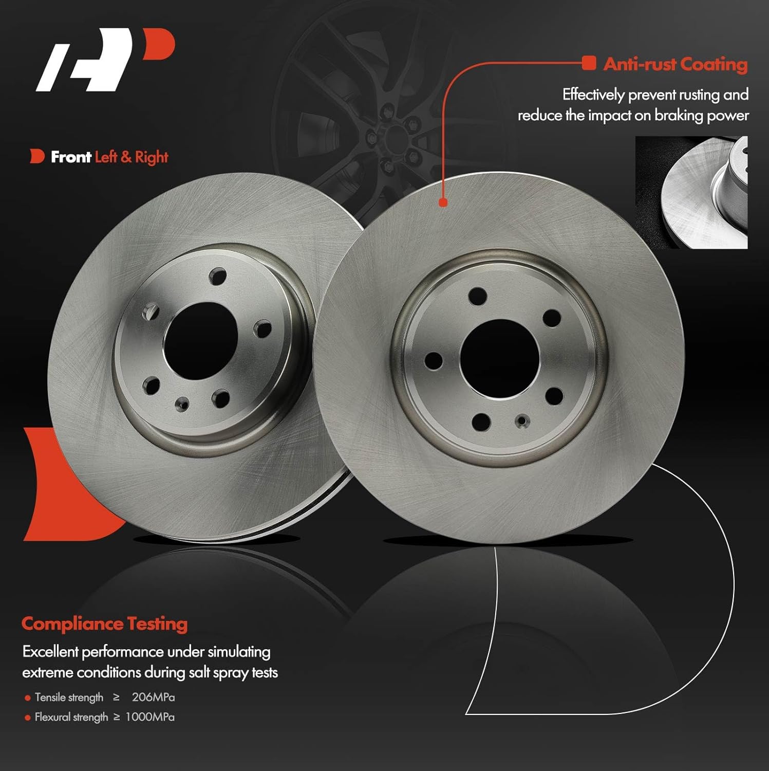 A-Premium 12.60 inch (320mm) Front Vented Disc Brake Rotors + Ceramic Pads Kit Compatible with Select Audi Models - A4, A4 Quattro, Q5, A5, A5 Quattro, A6 Quattro, A7 Quattro, Allroad, S5, 6-PC Set