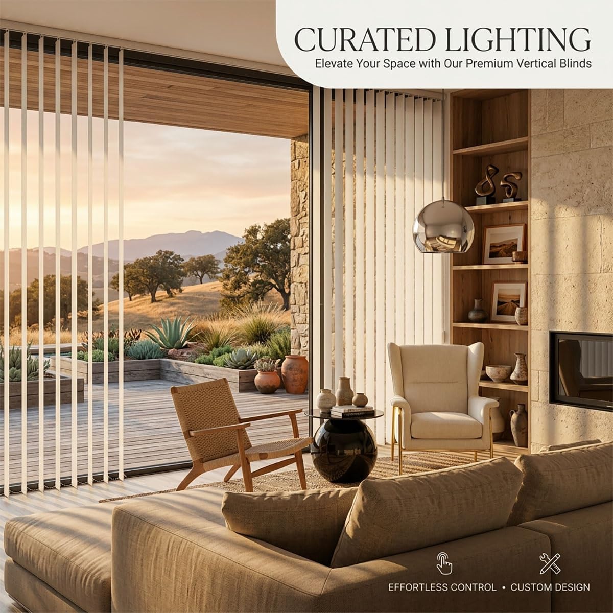 White-Fabric Vertical Blinds for Sliding-Glass-Doors 72-120" W, Privacy Blackout Shades for Patio Door, Heavy Duty Panel Track, Easy Installation, Room Divider, White(78" W x 84" H)