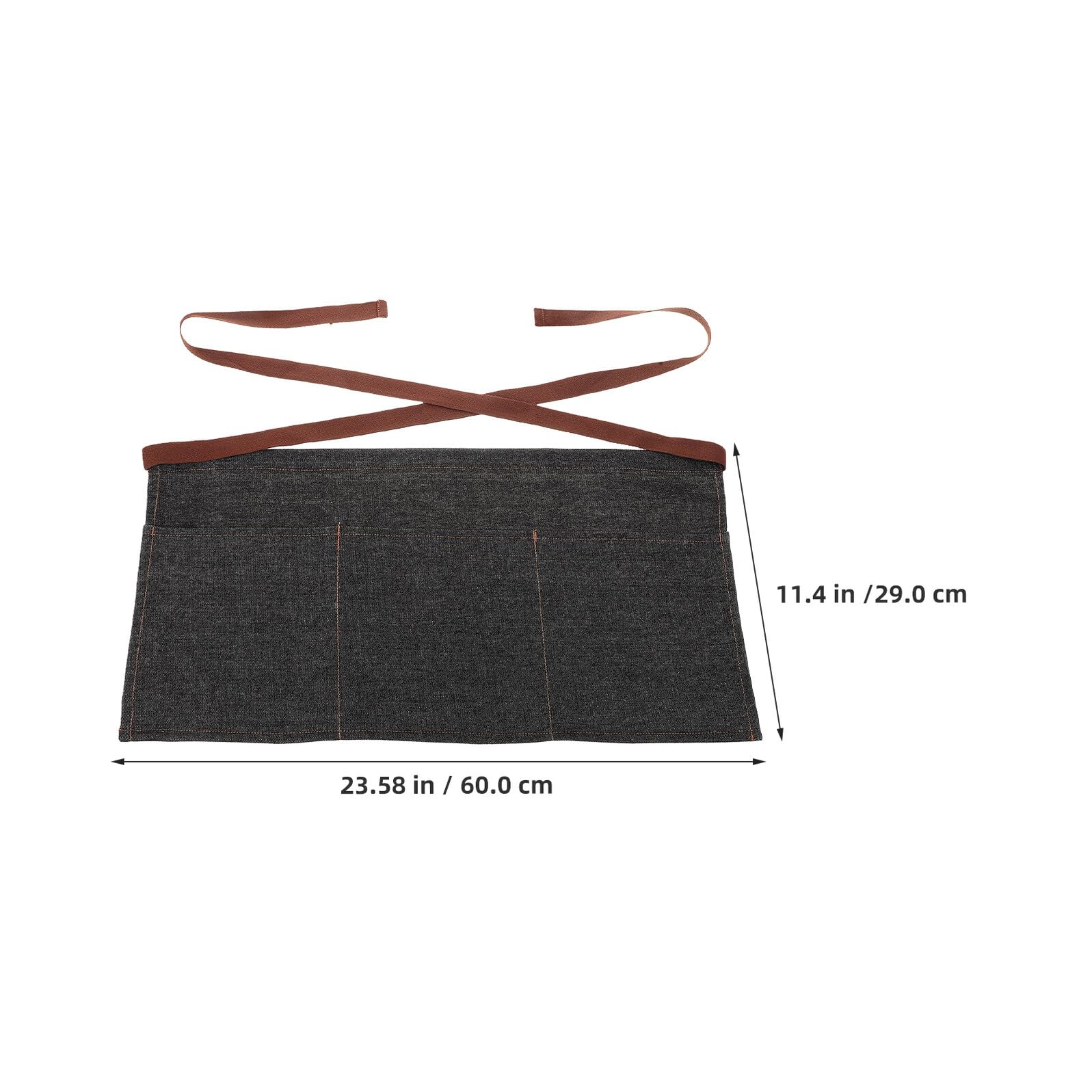 Delantal Vaquero de Cintura Negro para Media Longitud de 28 CM con 3 Bolsillos Ajustable y Resistente a Manchas Adecuado para Cocinas y Servicios de Hostelería Pack de 2