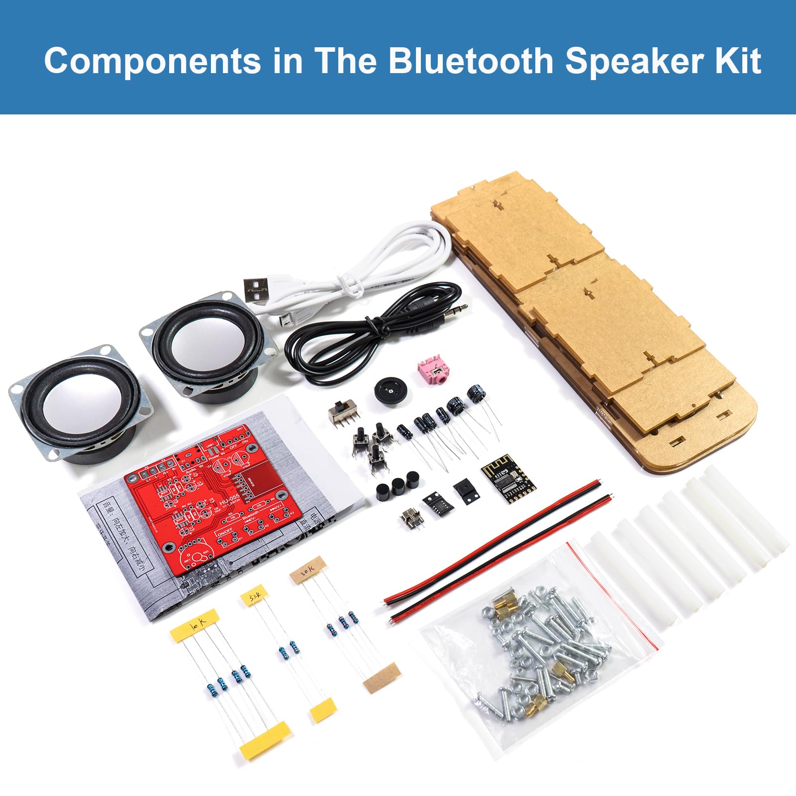 GeekLJT Bluetooth-Compatible Speaker Soldering Kit, Stereo Amplifier Speaker DIY Electronic Kit, Solder Project Speaker Kit