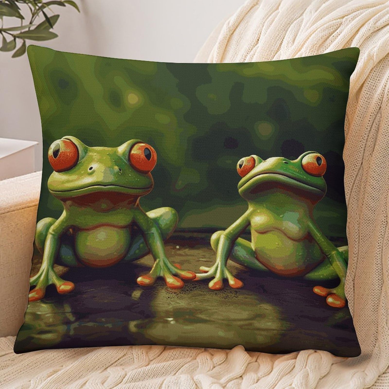Fekiloot Style Funny Green Frogs Pillowcase Pillow Sham Pillow Case