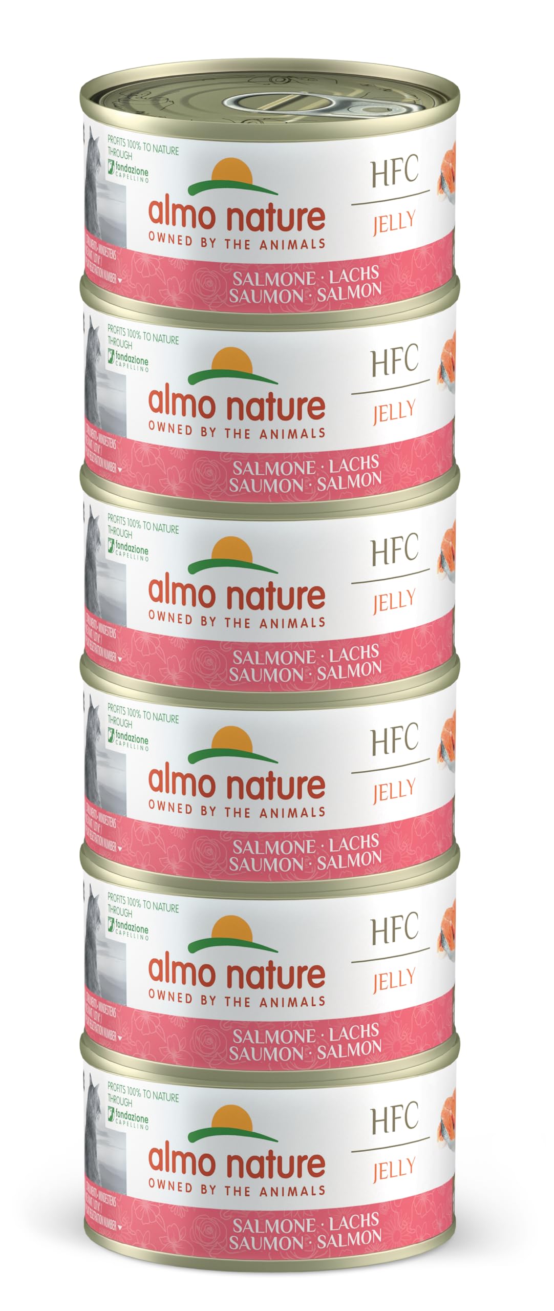 Almo Nature HFC Jelly Megapack, alimento húmedo para Gatos – Salmón (6 latas de 70 g)