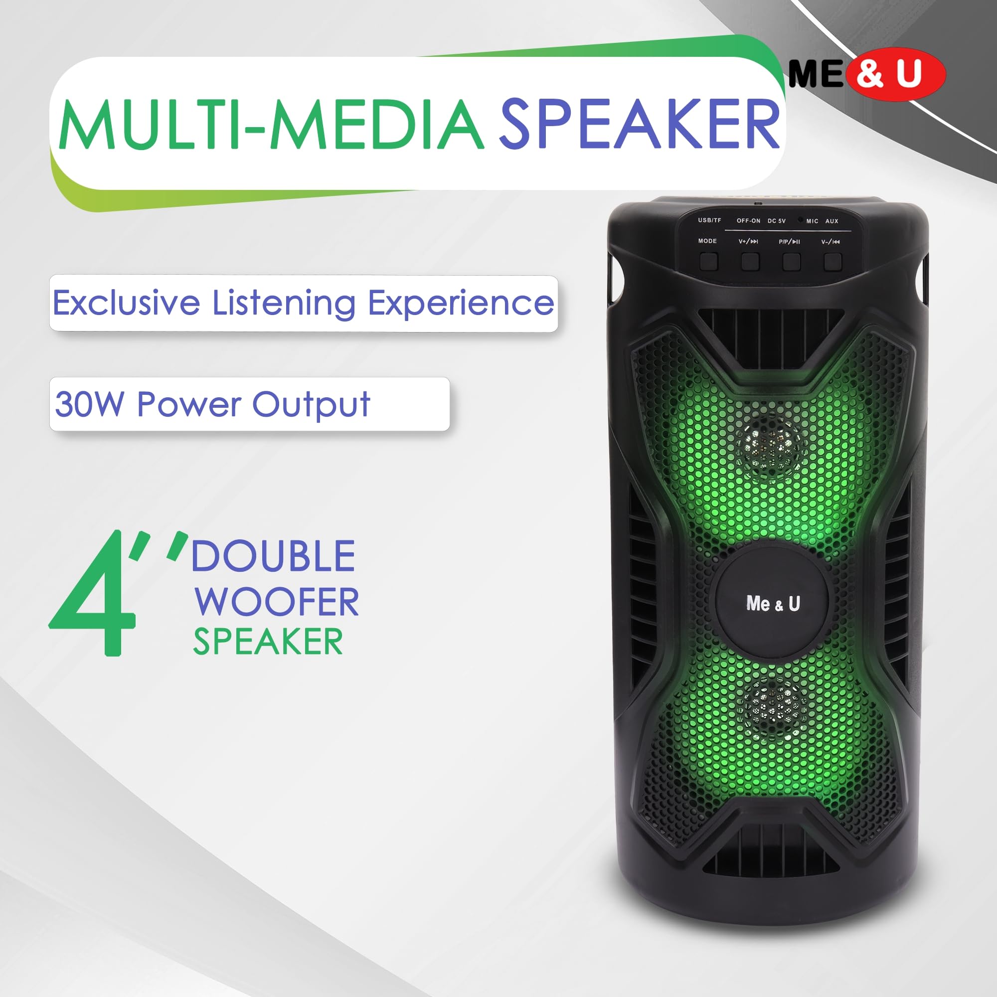 ME&U SUNAMI Music 4” Double Woofer 30W Multi-Media Bluetooth Party 