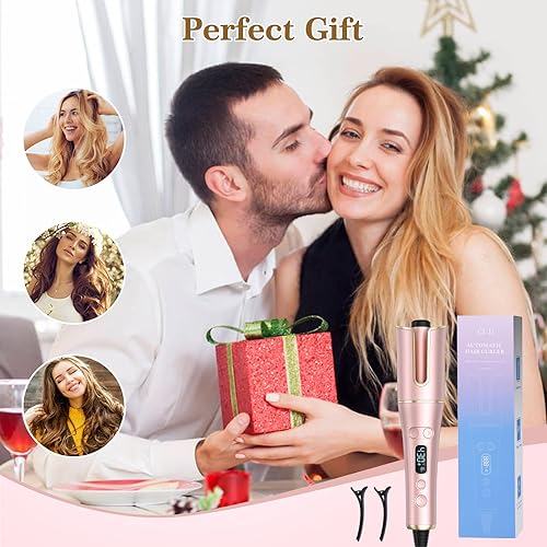 Miniatura 7 de Rizador de pelo automático varita de rizador automático con 4 temperaturas y 3 temporizadores y pantalla LCD rizador con barril giratorio grande de