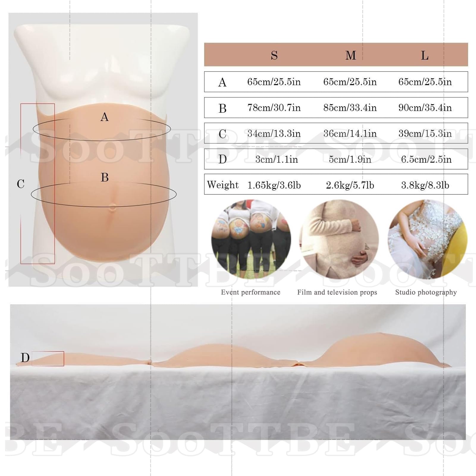Full Silicone Artificiale Del Bambino Bump Falso Incinta Pancia Film Puntelli Reale Morbido Falso Maternità per Fingere La Gravidanza