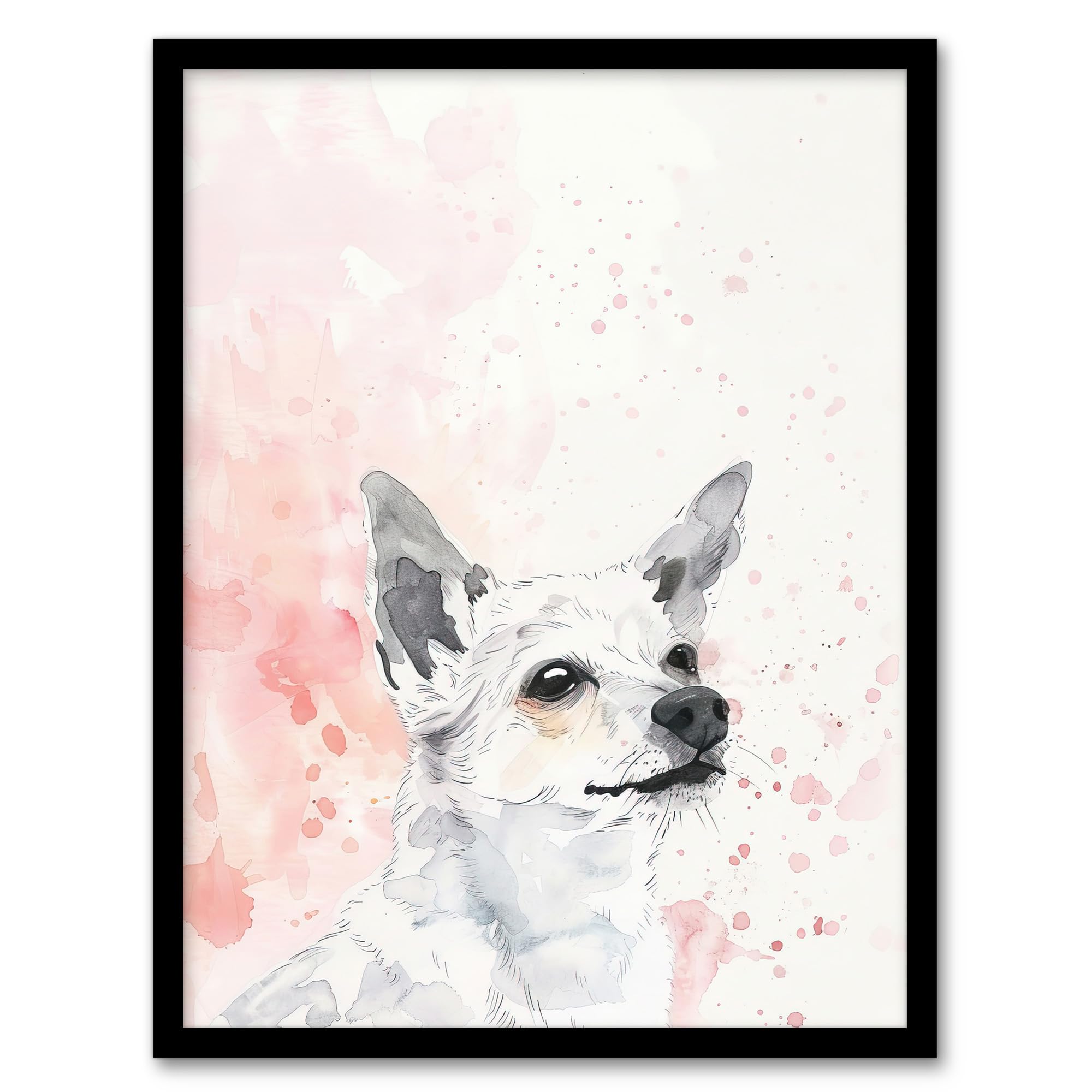 Artery8 Cute Chihuahua Dog Lover Watercolour Pink Pastel Wall Art PrintA4 Size from B&Q