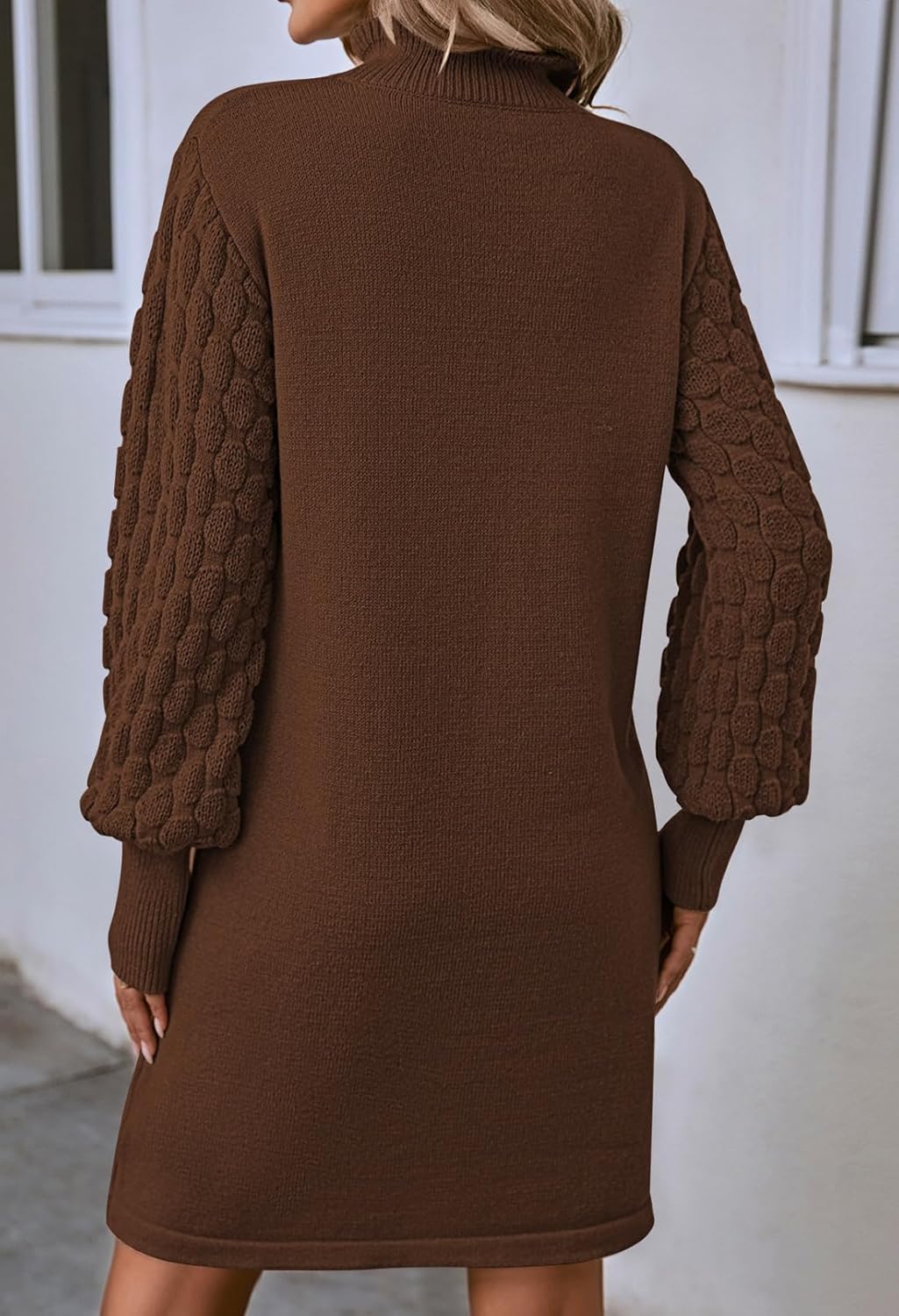 Pink Queen Women's Long Sleeve Sweater Mini Dress Casual Loose Mock Neck Empire Waist Cocktail Party Knit Short Dresses - Image 6