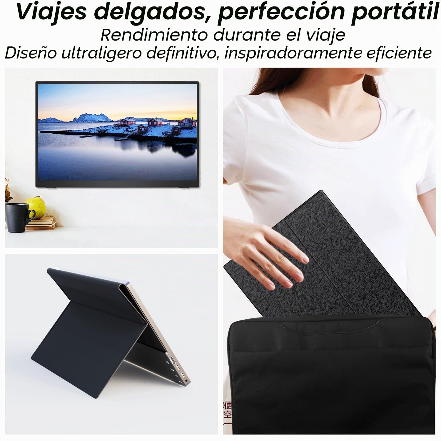 14 Pulgadas Monitor Portátil Táctil con Funda Protectora, 1920 x 1200 IPS | 100% sRGB, Pantalla Táctil de Viaje con Altavoz, HDMI USB C CNC para PC
