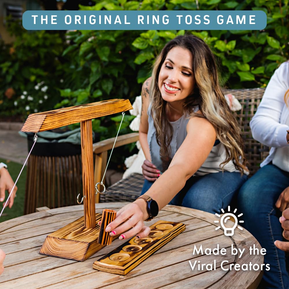 Craggy Games Hooks! Ring Toss and Shot Ladder Game Multiplayer Tabletop Game for Adults, Kids