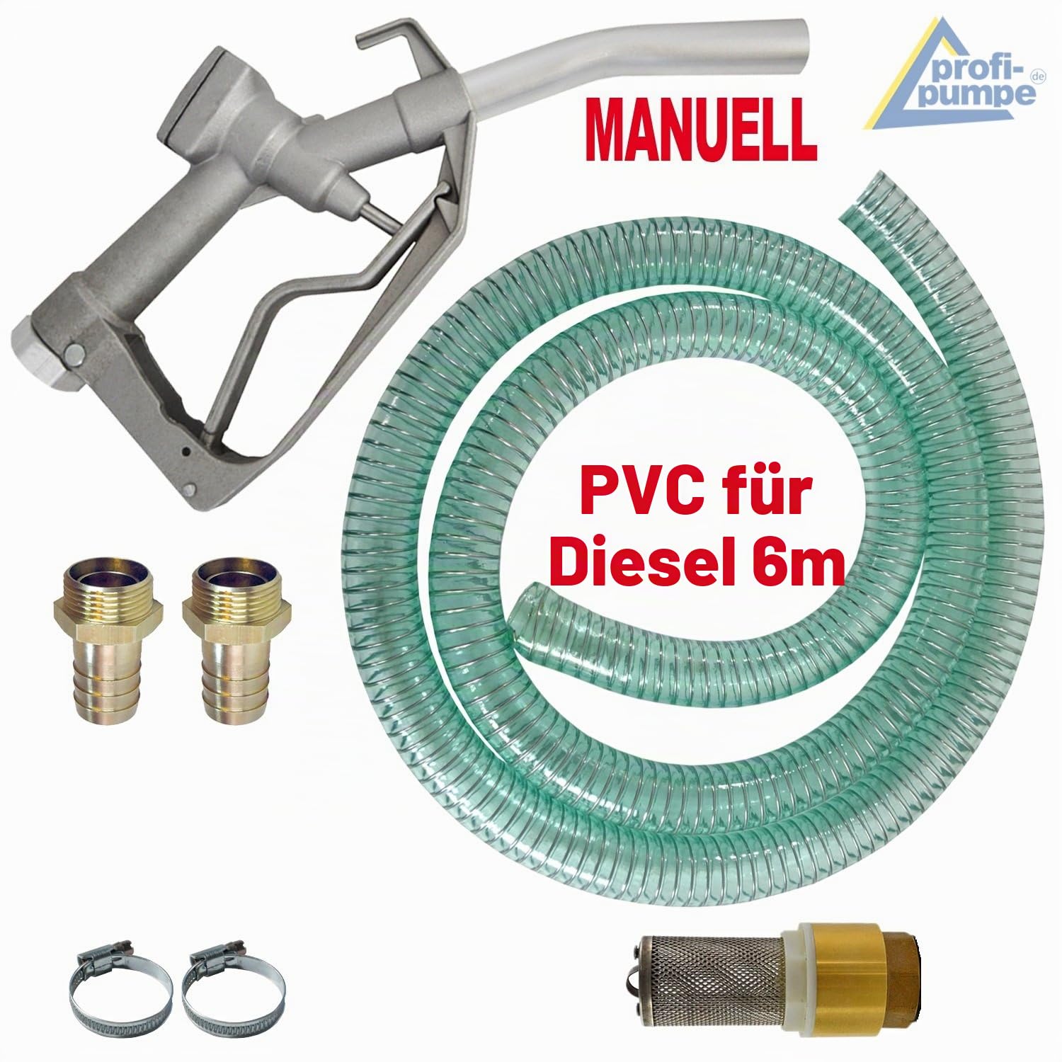 Dieselpumpe Ölpumpe Heizölpumpe Biodiesel Profi-600, 230V Elektro FASS-Pumpe mit Schlauch, Aluminium Zapfpistole und QUALITATIV-HOCHWERTIGEM Zubehör (Messing-RV) f. IHRE Private TANKSTELLE