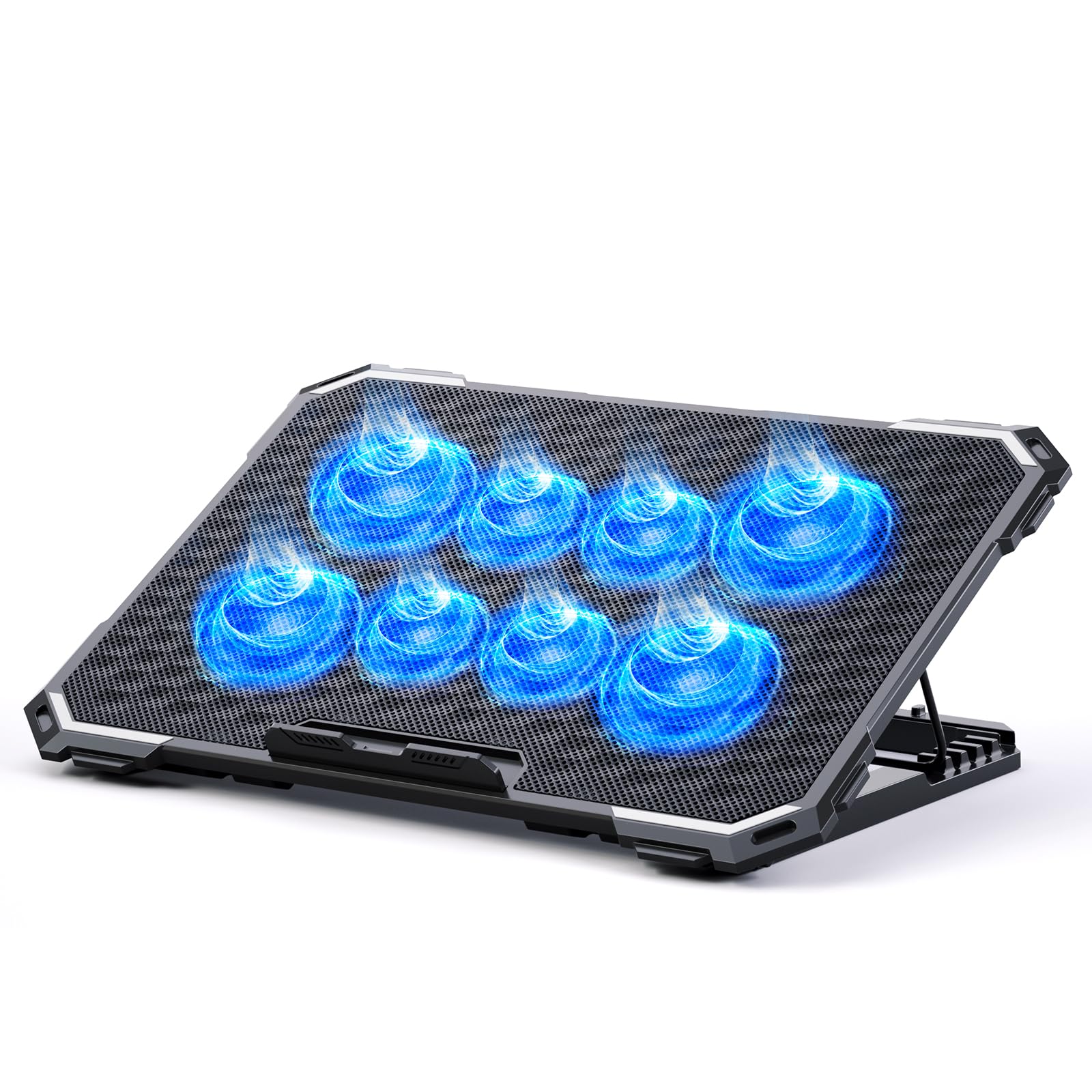 ICE COOREL Laptop Cooling Pad with 8 Cooling Fans, Laptop Fan Cooling Pad for 14-17 Inch, Gaming Laptop Cooler Stand with 6 Height Adjustable, Notebook Cooler Pad with Two USB Port [2025 Version]
