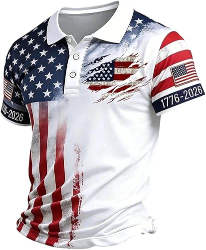 ASUIU Memorial Day Shirts for Men 250 Anniversary USA Golf S