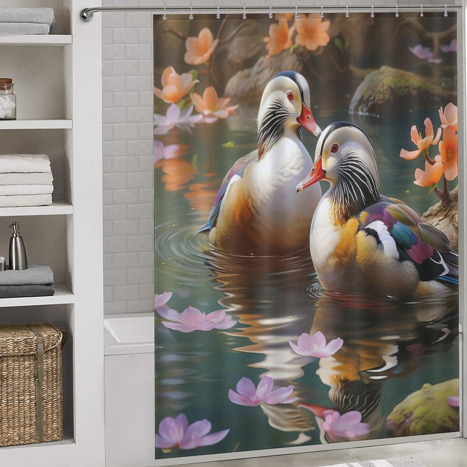 Rideau de douche canard en polyester imperméable et lavable 168x183 cm