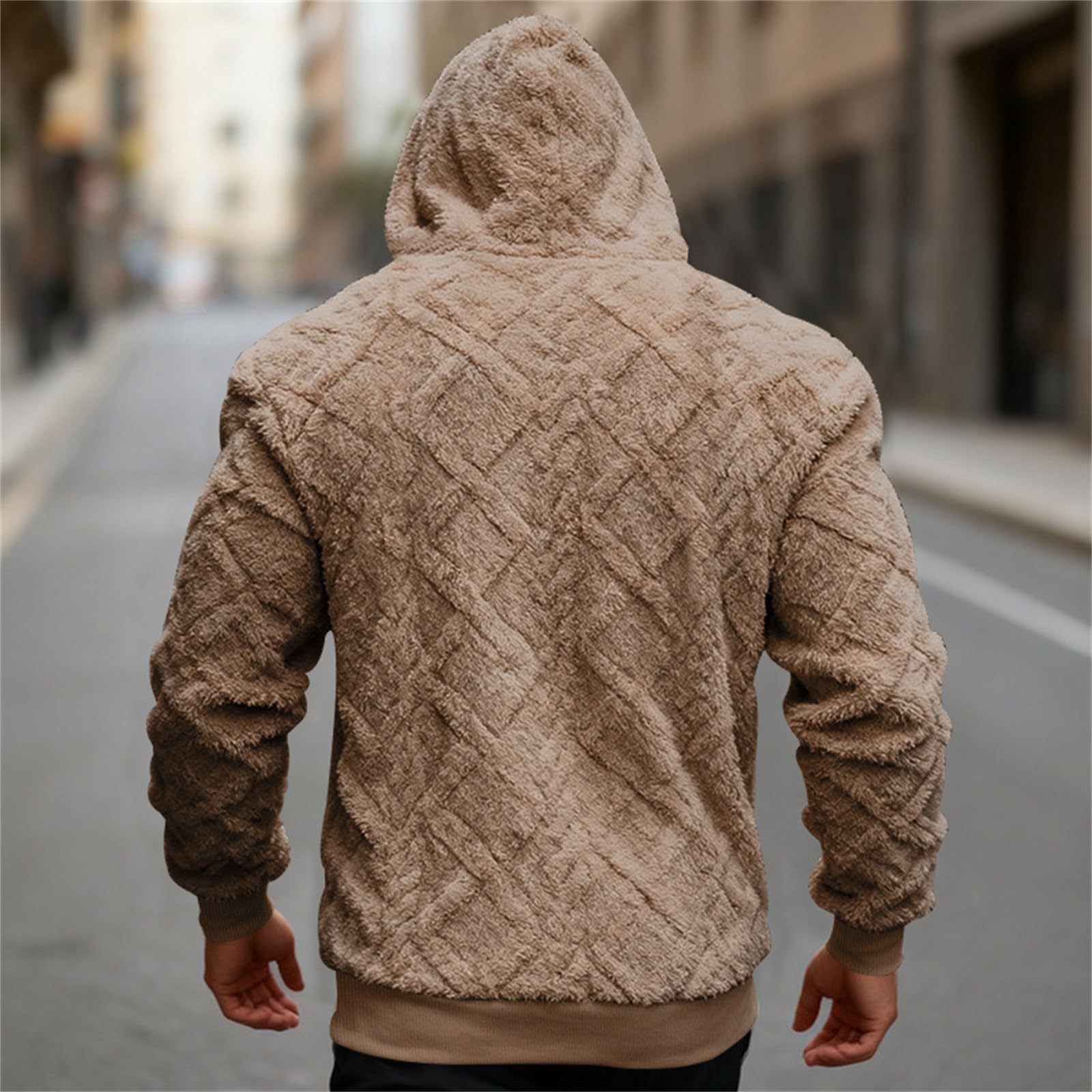 Męska bluza z kapturem Sherpa, bluzy ze sznurkiem, z długim rękawem, klasyczna odzież wierzchnia, polar, miękkie, zimowe bluzy z kapturem na pulower