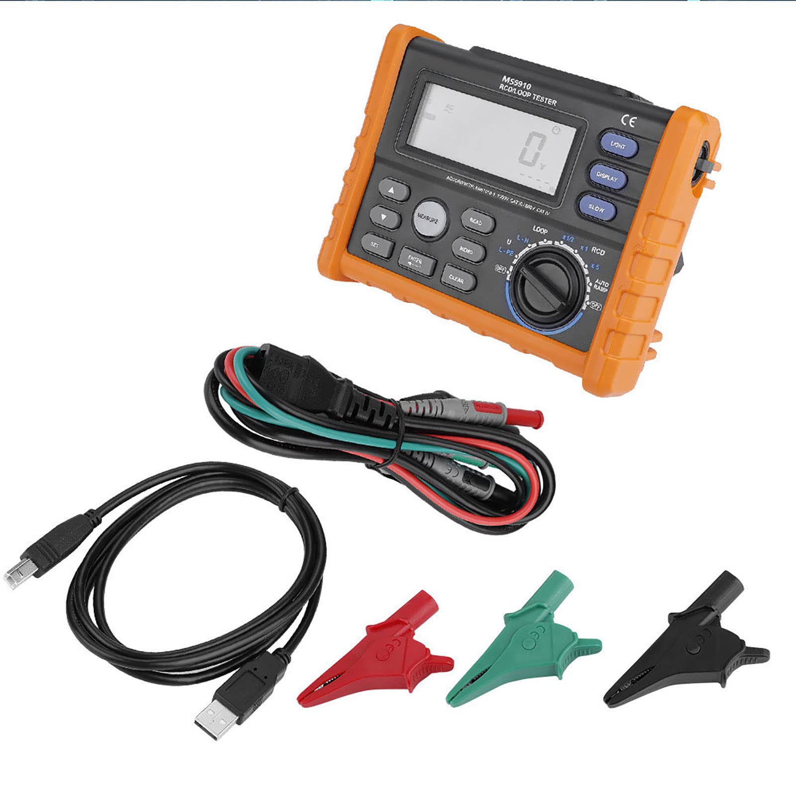 Tester RCD Upływ PEAKMETER MS5910 Cyfrowy Tester Rezystancji RCD — Kompaktowy Multimetr z Pomiarem Prądu Wyzwalającego, Przechowywaniem Danych, Interfejsem USB i Funkcjami