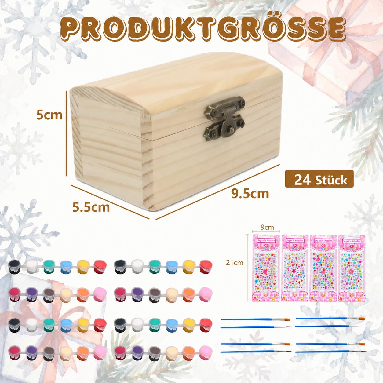 24 Stk Schatztruhe Kindergeburtstag, 9x5.5x5 cm Mini Schatztruhe