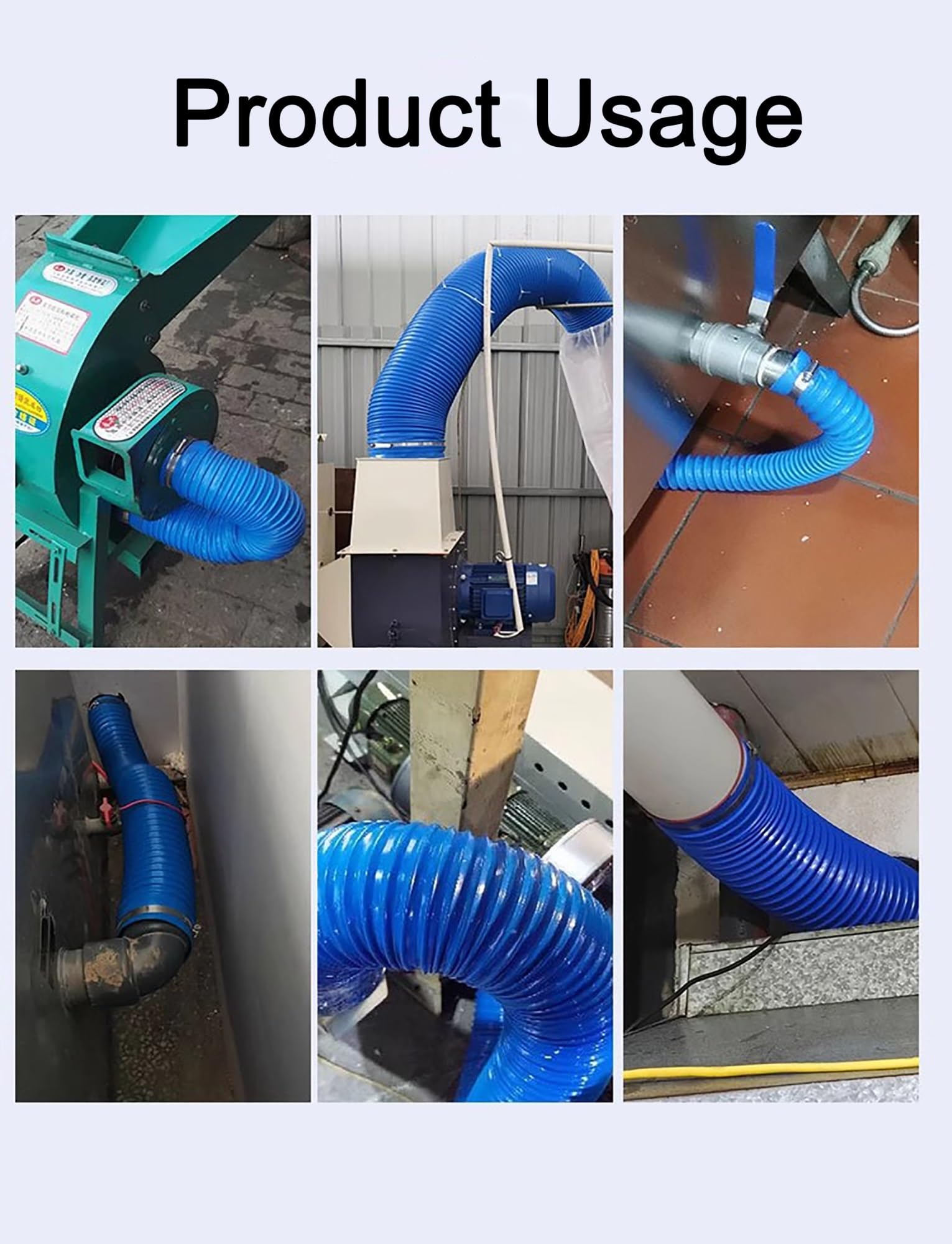Condotto di ventilazione in gomma PVC blu, tubo flessibile, diametro 30 mm ~ 300 mm, asciugatrice universale, cappa aspirante, lunghezza 6,56 piedi(8cm)