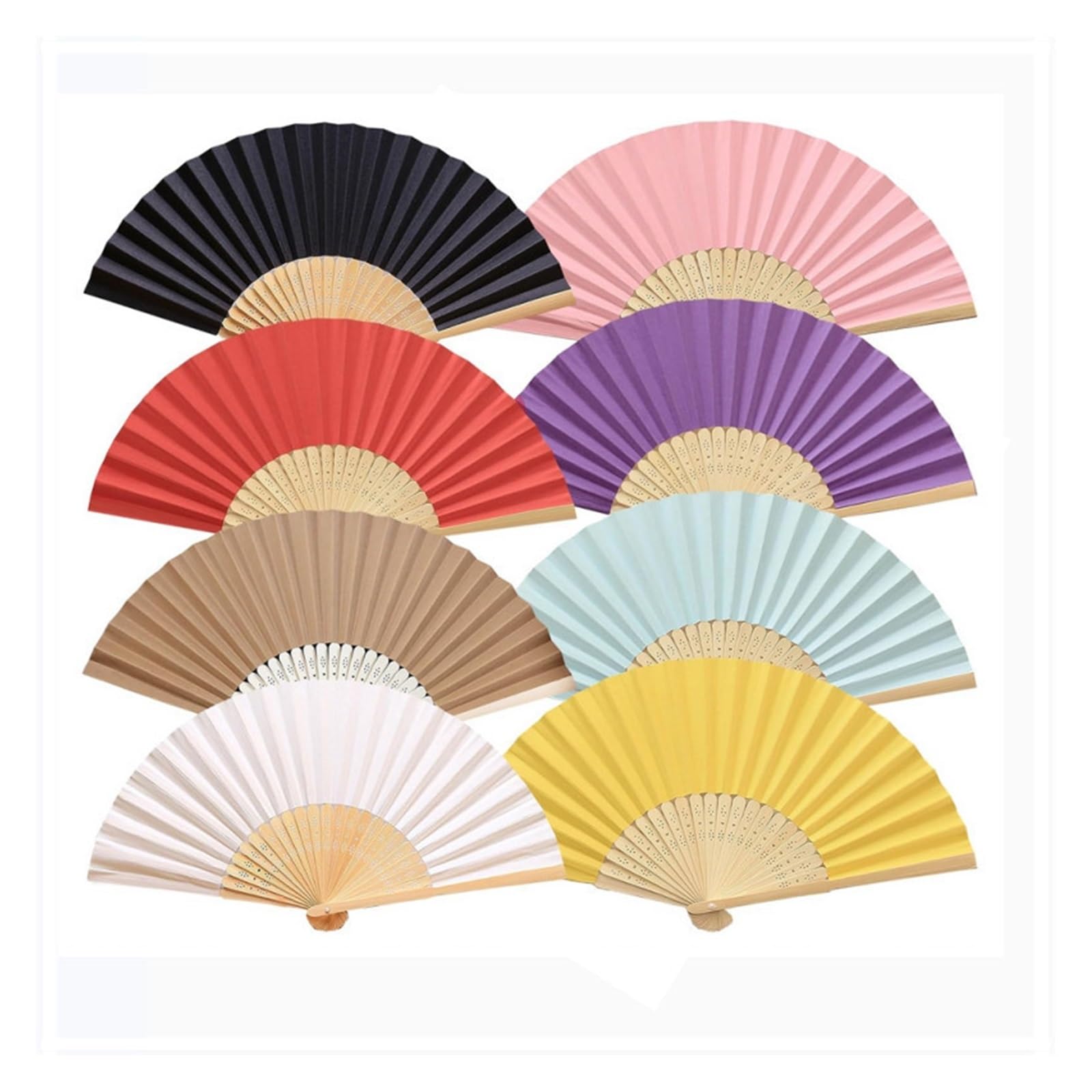 Abanicos plegables hechos a mano, 12 abanicos de papel plegables de mano para decoración de bodas y fiestas (verde)