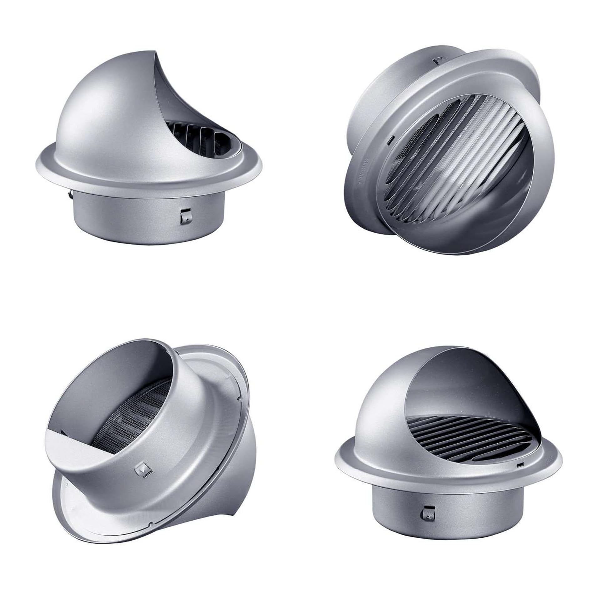 GEFONG Round Stainless Steel Louvered Wall Ventilation Grille 6 inch 150 mm with Anti-Insect Mesh for Ceiling Extractor Fan Bathroom Air Vent Cover Tumble Dryer Cooker Hood Ducting Silver-Gray 1 pc - Image 4
