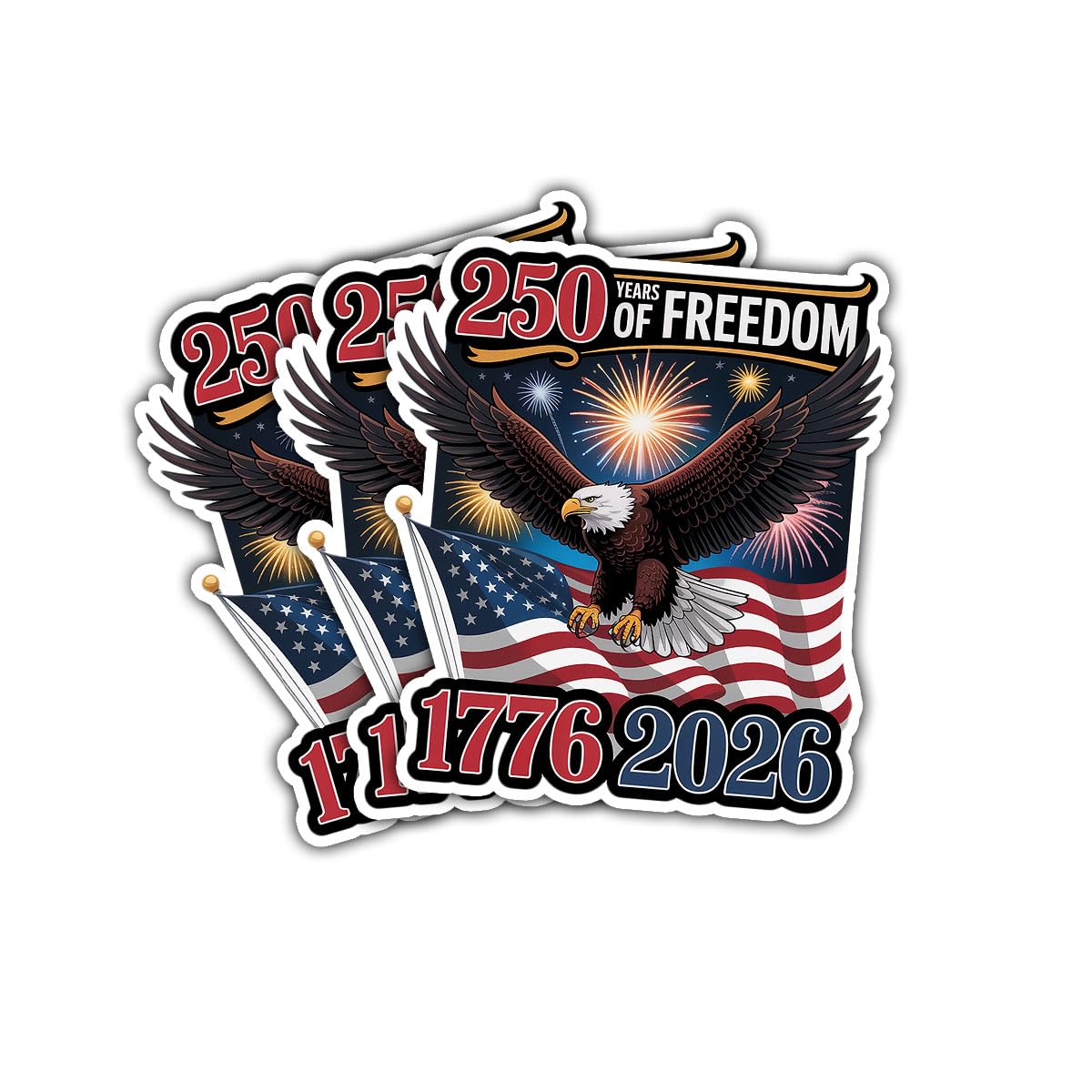 Calcomanías del 250 aniversario Estados Unidos Freedom 250th pegatinas de 3 pulgadas