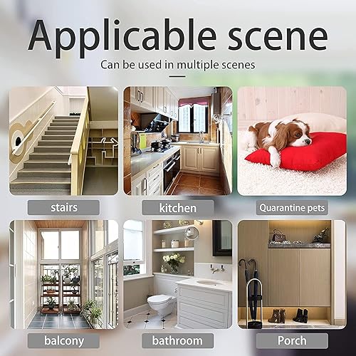 Miniatura 10 de Puerta de seguridad extra ancha para bebés, puertas de seguridad para interiores, de metal negro, gran presión, para caminar a través de la puerta