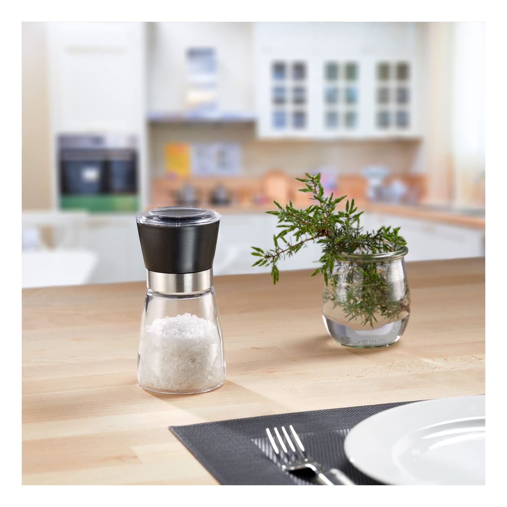 Westmark Moulin à Epices Broyeur Céramique Ajustement Progressif Verre Plastique Noir Argent Transparent