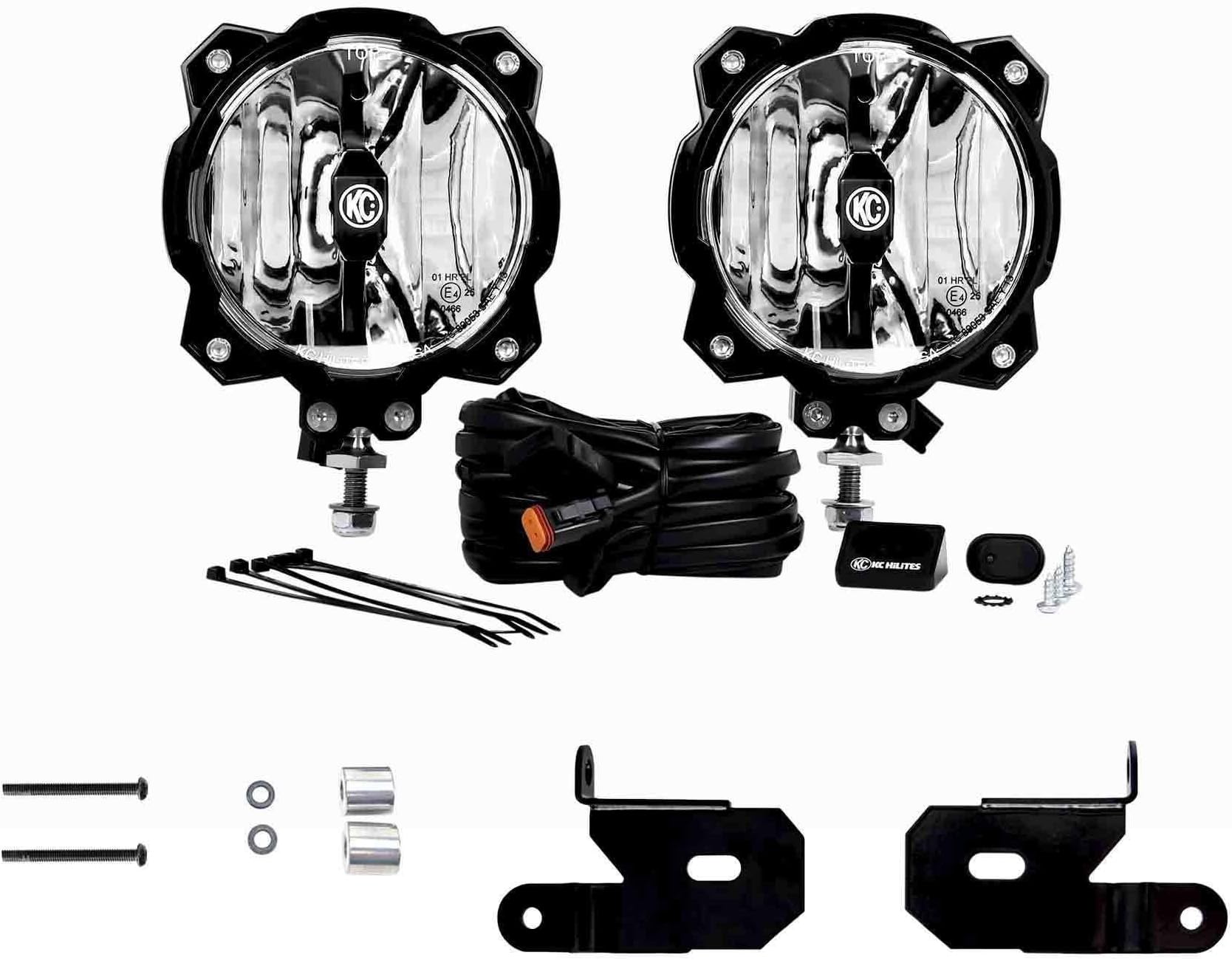 97111 Jeep JL A-Pillar Mount with 6"" Gravity LED Pro6 Light Kit-Spot Beam"