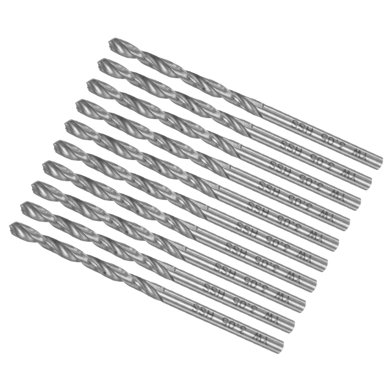 CoCud Twist Drill Bits, 3.05mm Drill Diameter 60mm Total Length, 6542 High Speed Steel Straight Shank Twist Drill Bit - (Applications: for Hardened Metal Woodwork), 10-Pieces