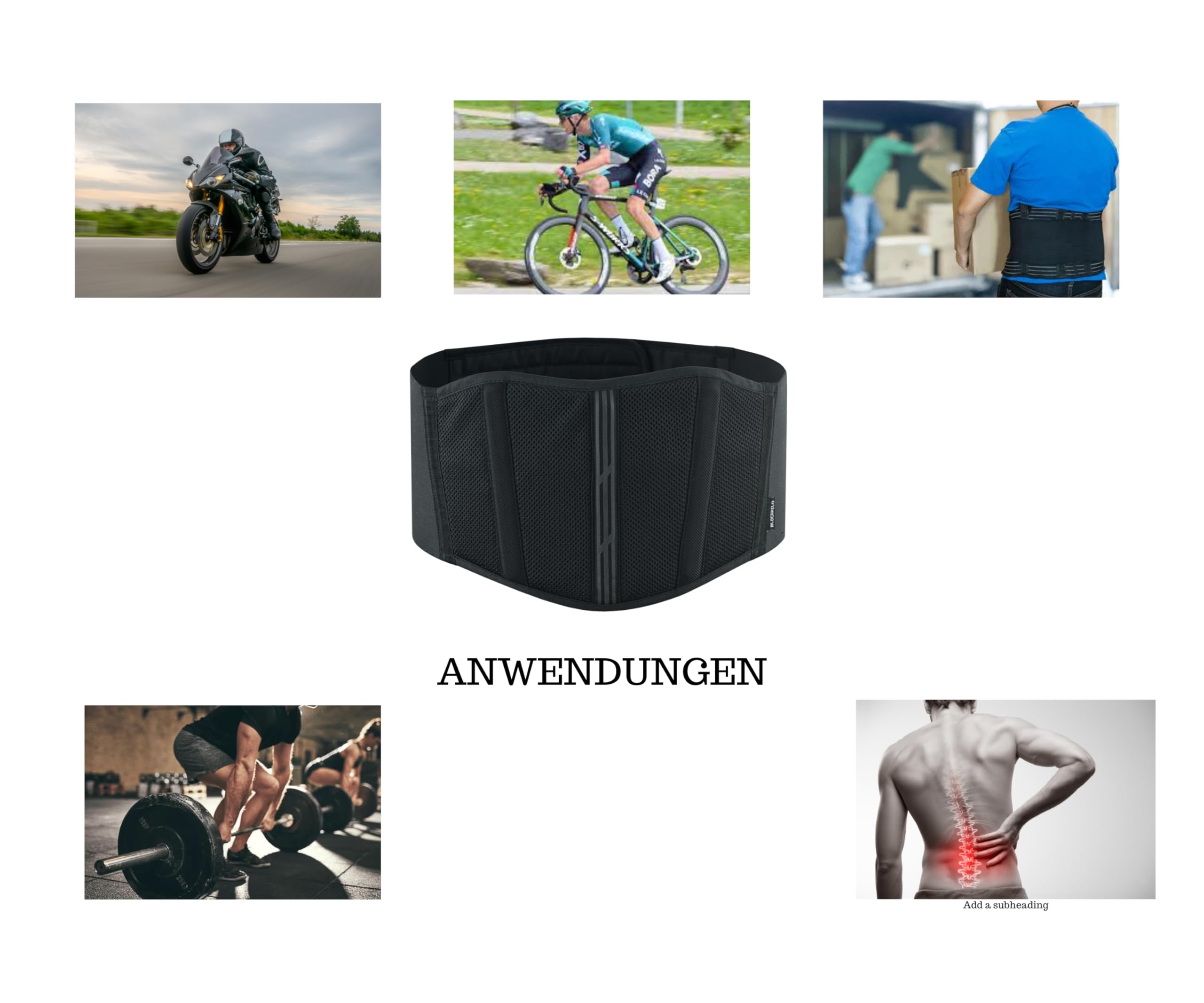 BLACKWILD Ceinture lombaire | Soutien et confort pour le sport et les activités | Ceinture lombaire moto homme et femme | Design respirant pour la stabilité du dos – Idéal pour la moto, le fitness