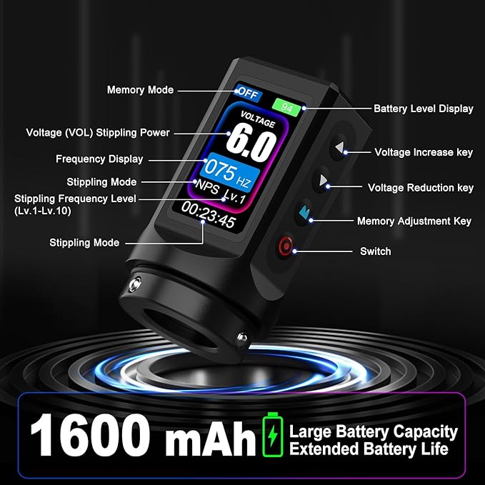 Kit Máquina Tatuar Pen Rotativa EF-TKE751A-1 con Baterías y miniatura 3