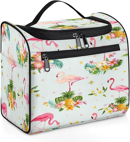 Miniatura 8 de XMNYGJ Lindo bolso de aseo colgante de flamenco para hombres y mujeres, organizador de maquillaje cosmético de viaje, resistente al agua, estuche de