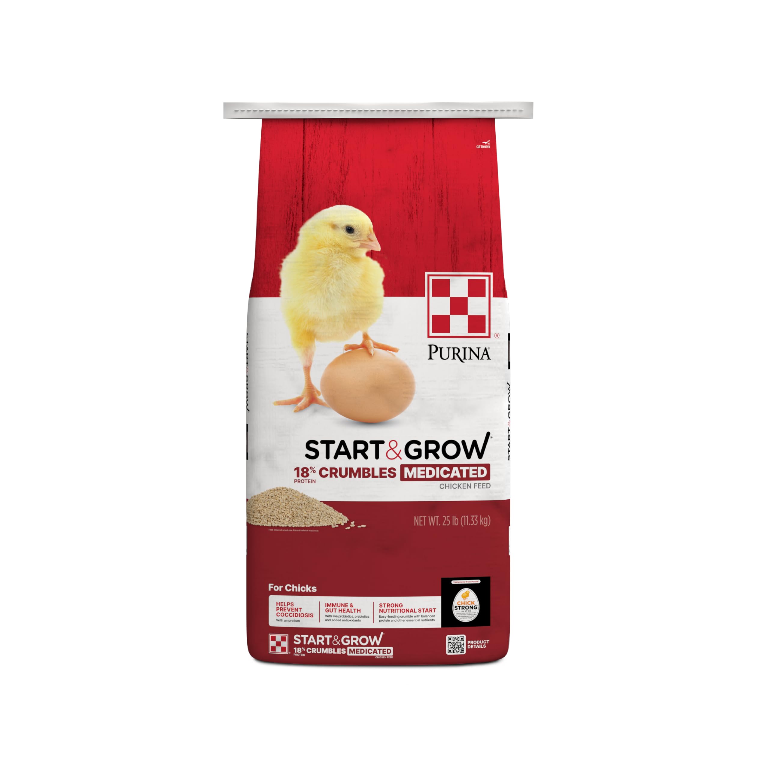 Purina Start & Grow | Nutritionally Complete Medicated Chick Feed Crumbles | 25 Pound (25 lb.) Bag