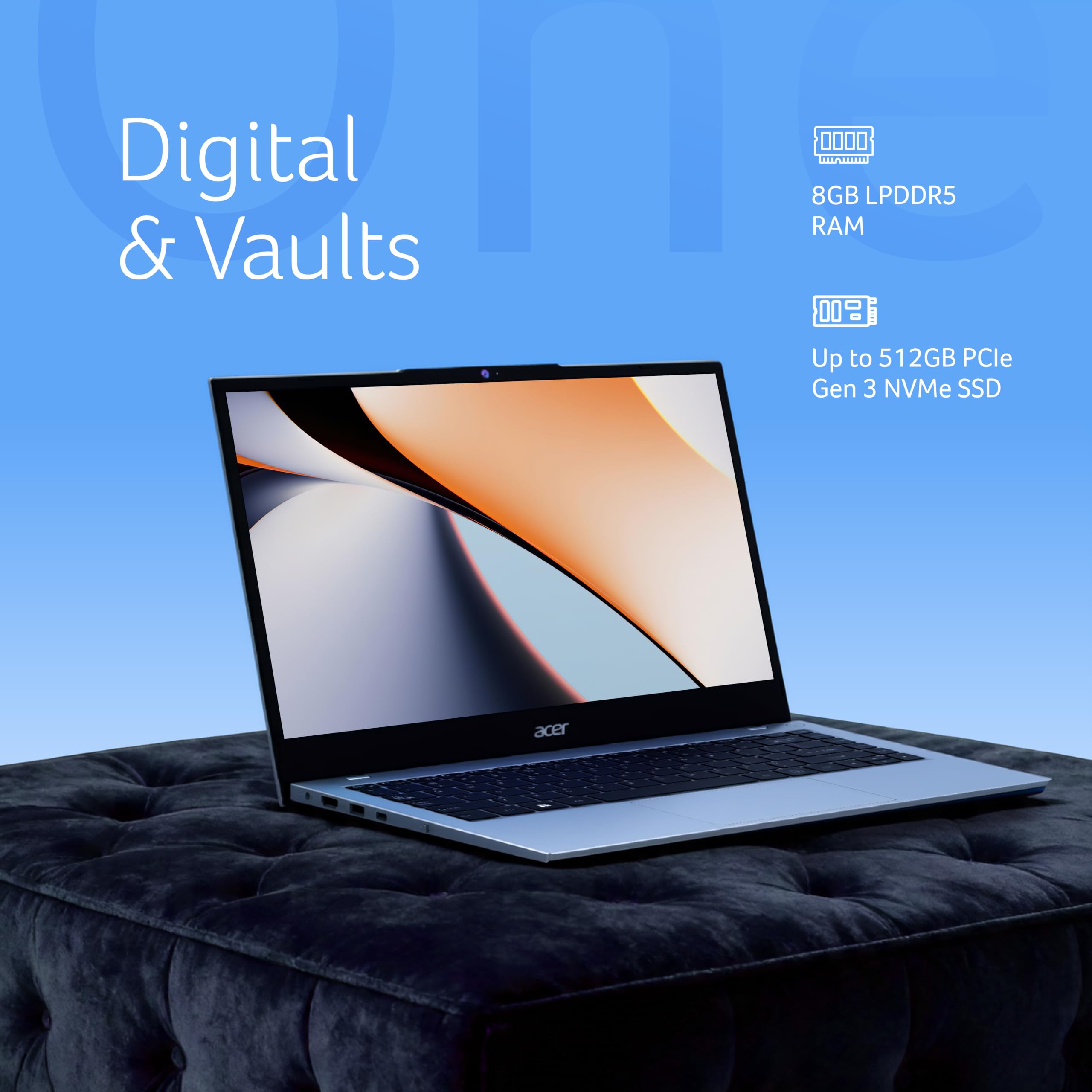 Acer Smartchoice Aspire One, AMD Ryzen 5-40,Office 2024 + M365 Basic, 8GB LPDDR5 RAM/ 512GB SSD, 14.0"/35.56cm WXGA Display, Win 11 Home, Pure Silver, 1.48KG, A114-43, Thin and Light Laptop — Amazon image 5